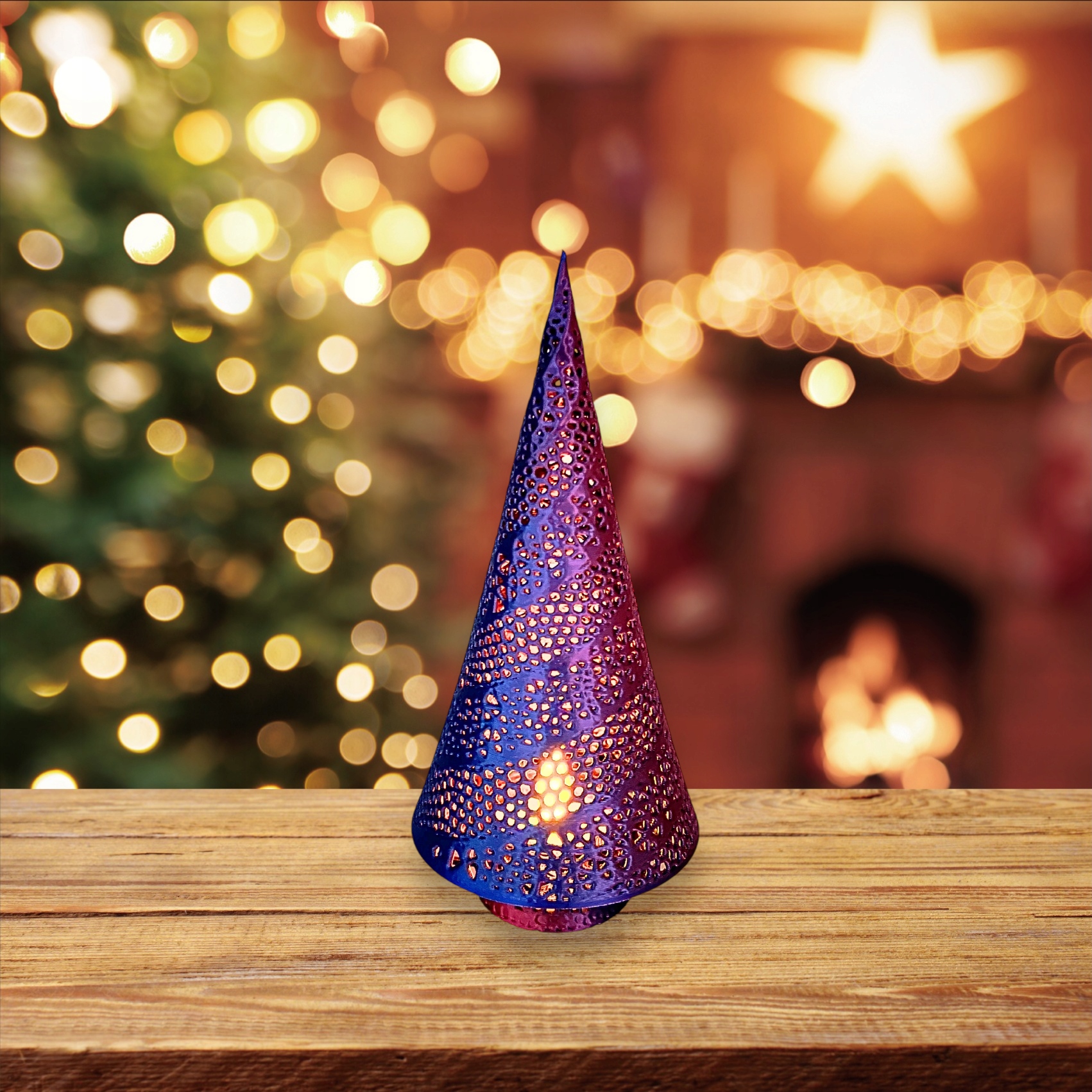 CHOINKA DEKORACYJNA ŚWIĄTECZNA LAMPKA LED DRZEWKO OZDOBNE FIOLETOWA 18 CM