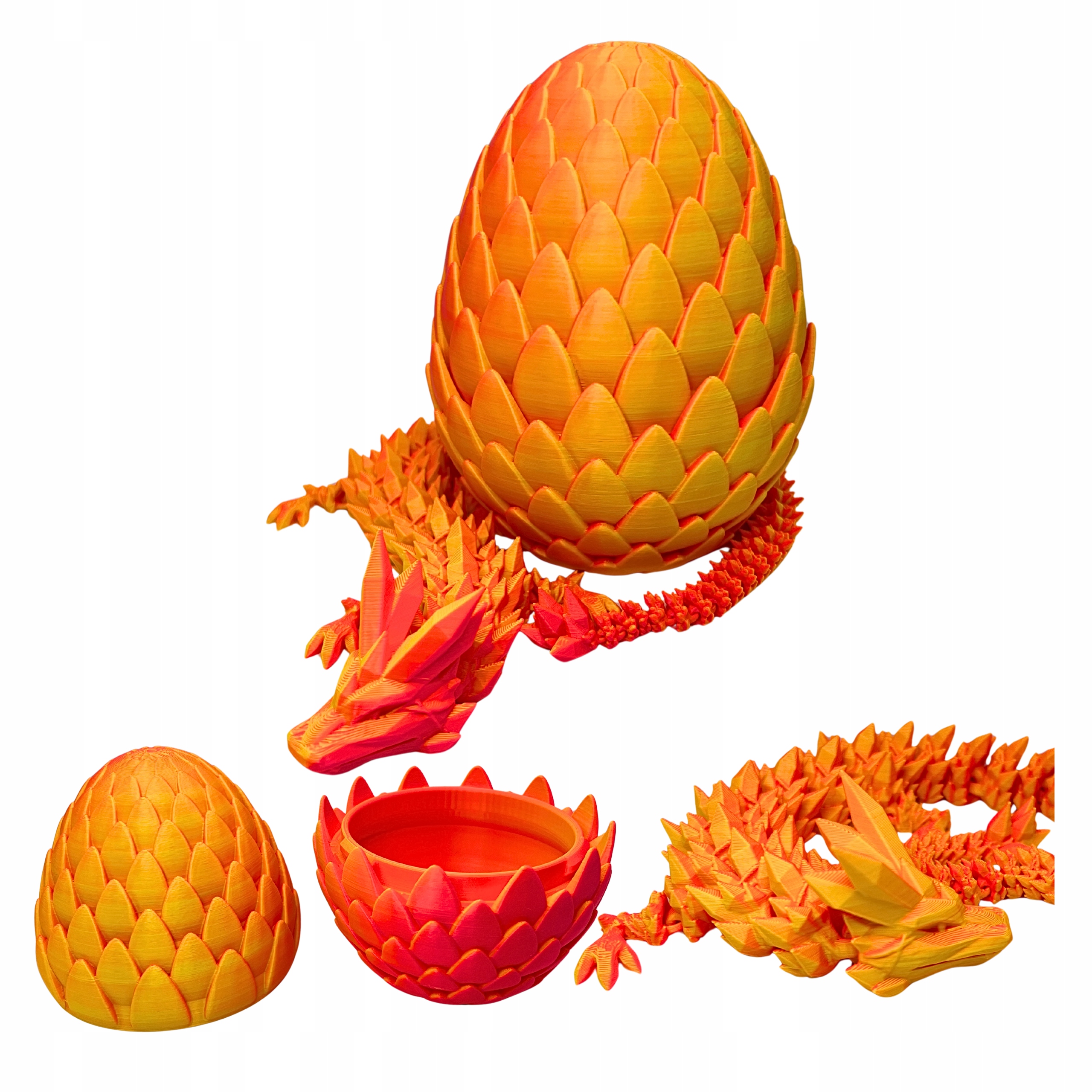 Kryształowy smok 39cm z jajem Neon figurka dekoracja Ruchomy Crystal Dragon