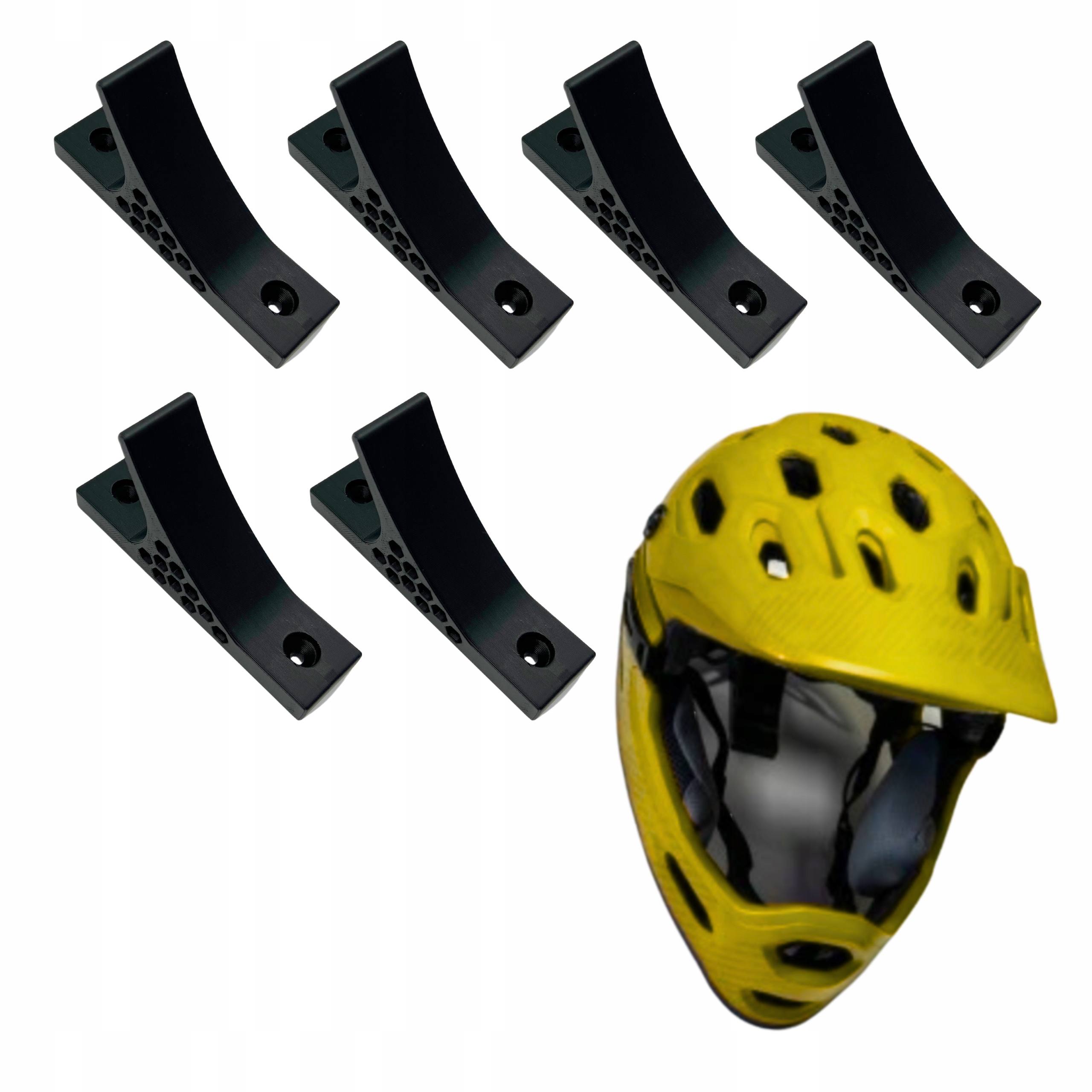 6x Wieszak Uchwyt na Kask Rowerowy Moto Czarny Super Mocny HAK do Ściany