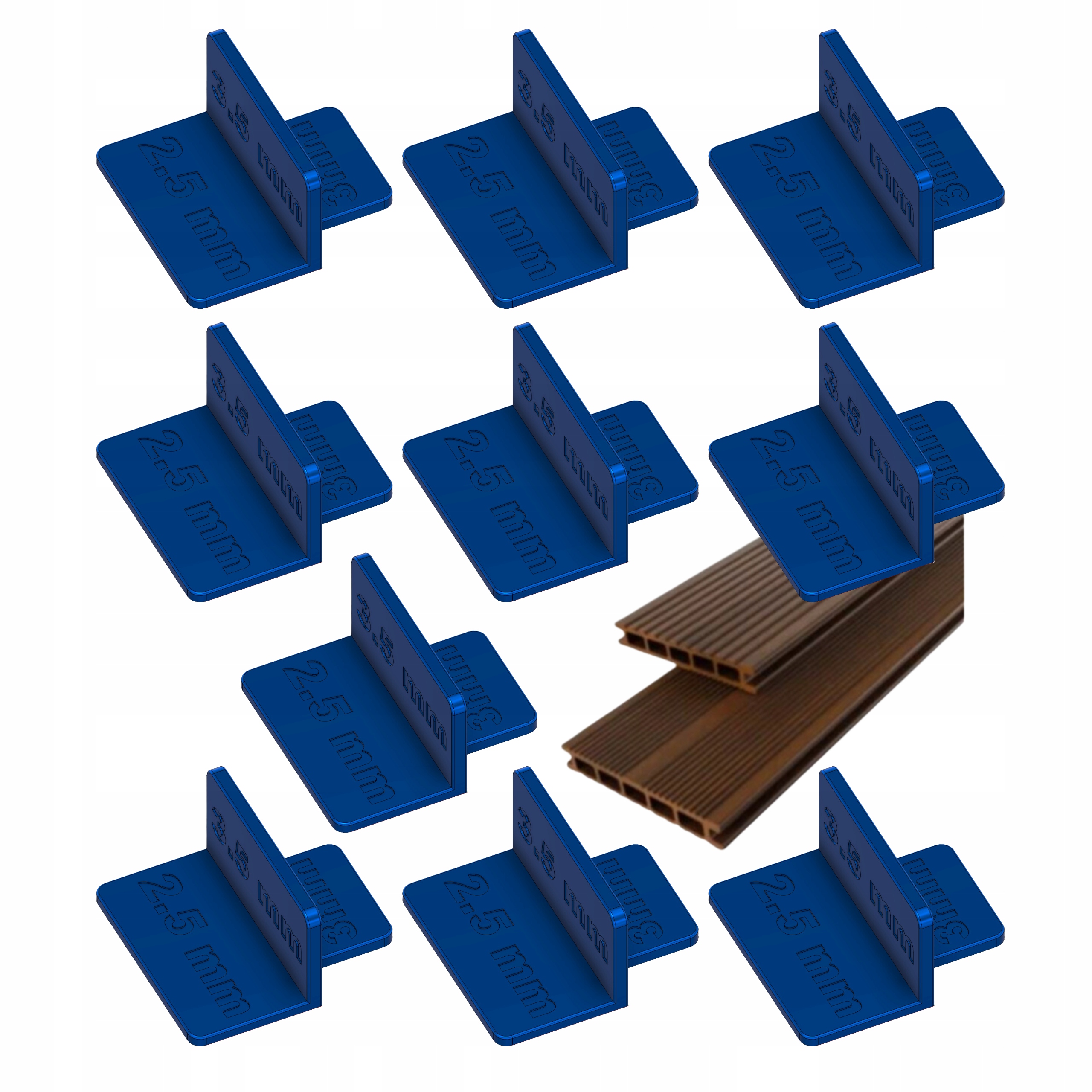 10x Dystans do desek tarasowych STABILIZACJA DESEK 2,5 mm 3 mm 3,5 mm