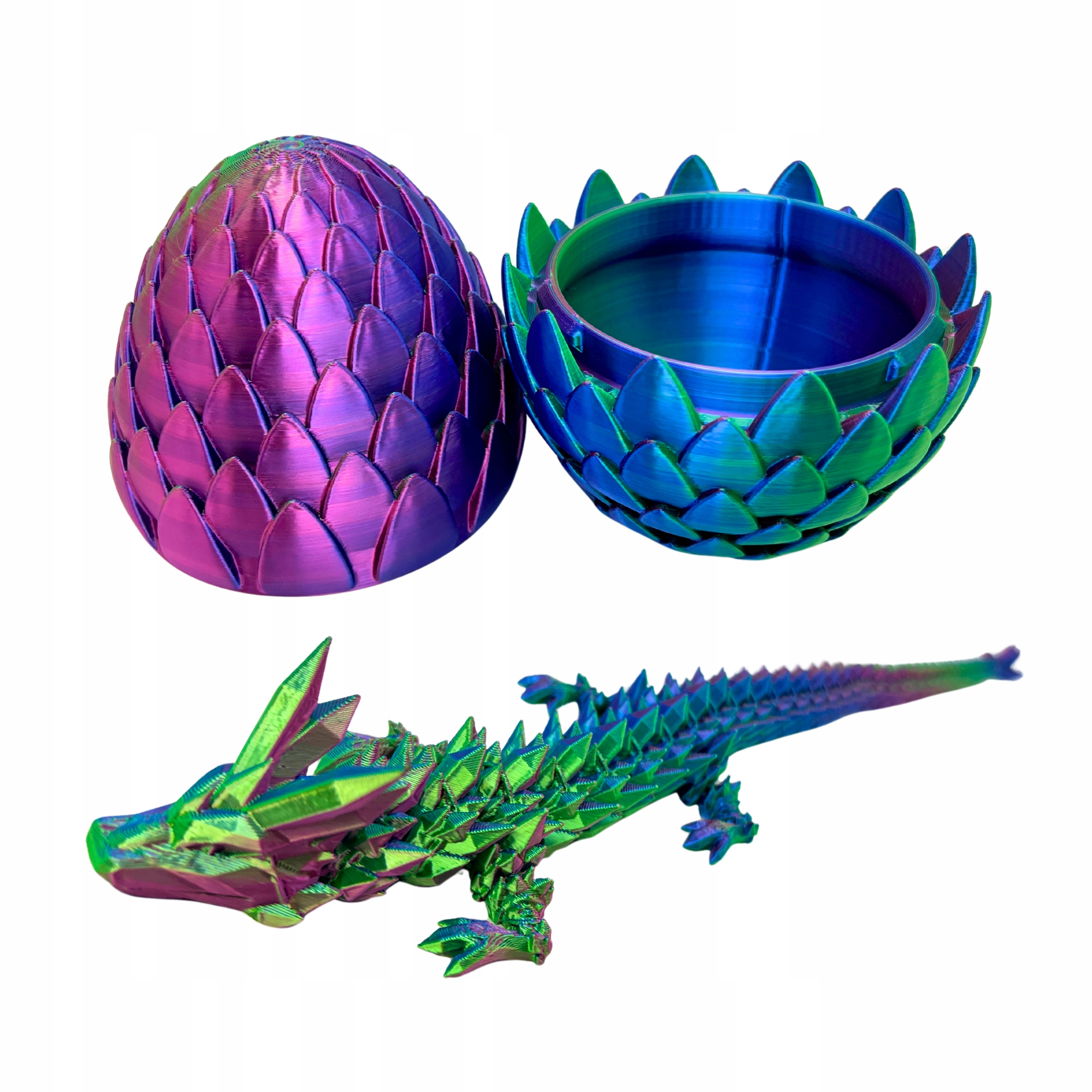 Kryształowy smok 39cm z jajem Trójkolorowy Figurka dekoracja Crystal dragon
