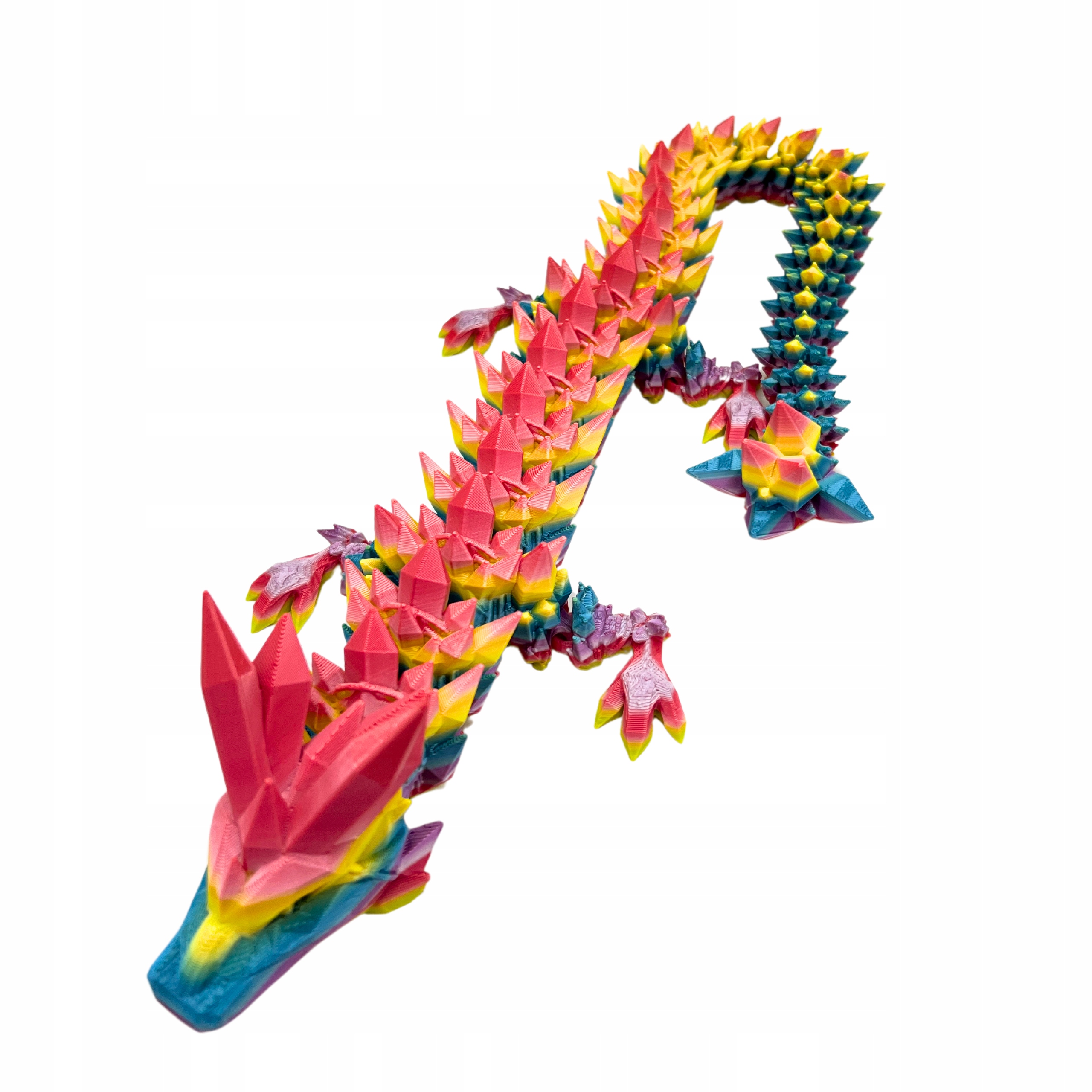 Kryształowy Smok Druk 3D Przegubowy Długość 54 cm Tęczowy Dzień Chłopaka