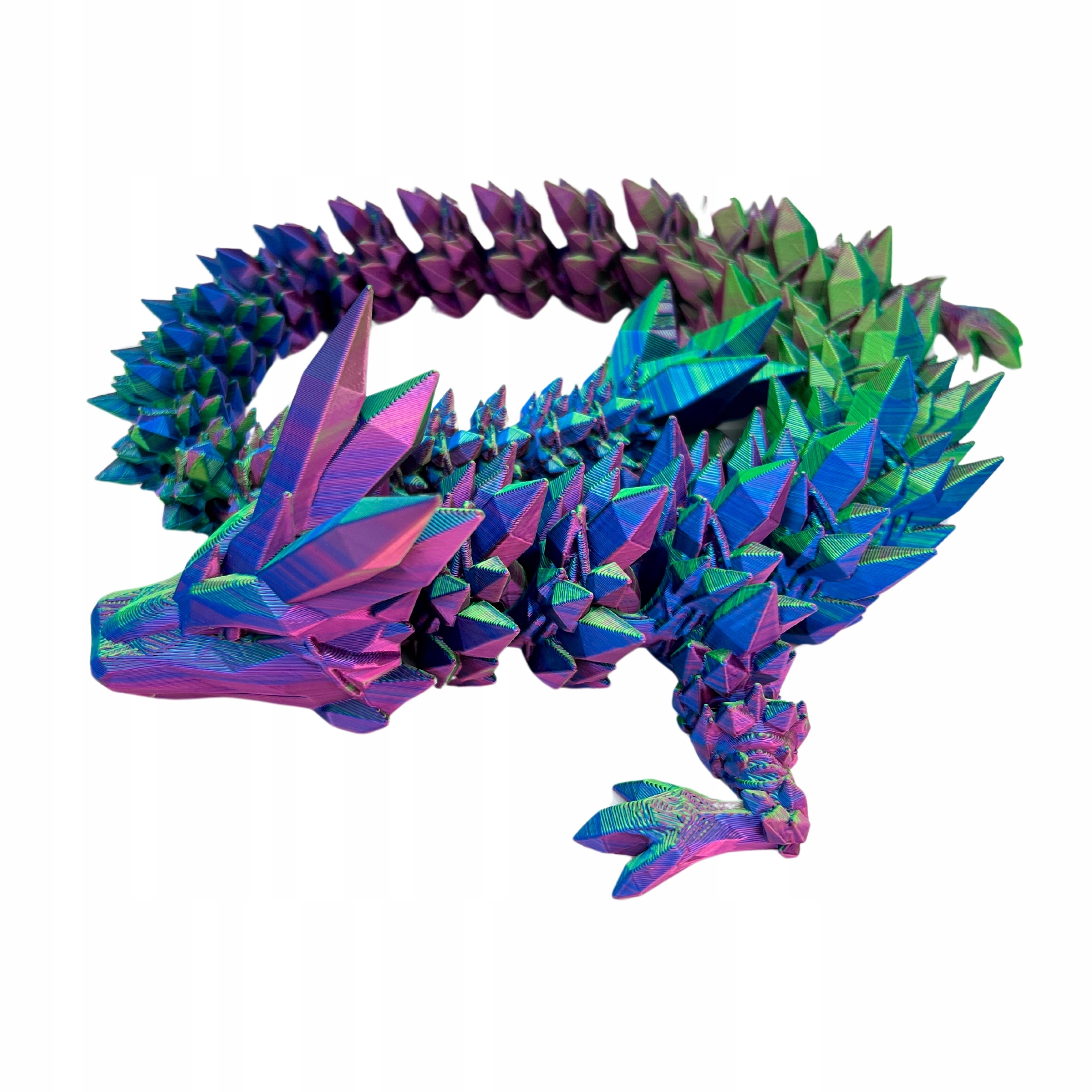Kryształowy Smok Druk 3D Przegubowy Figurka Długość 54 cm Trzykolorowy