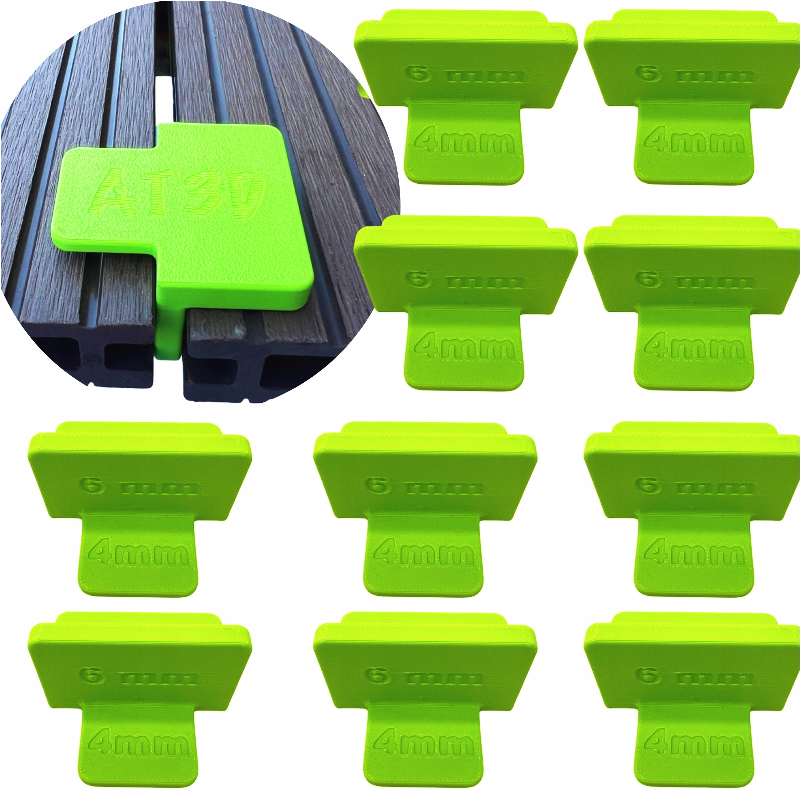 10x DYSTANS DYSTANSE DO DESEK TARASOWYCH STABILIZACJA DESEK 4mm, 6mm, 8mm