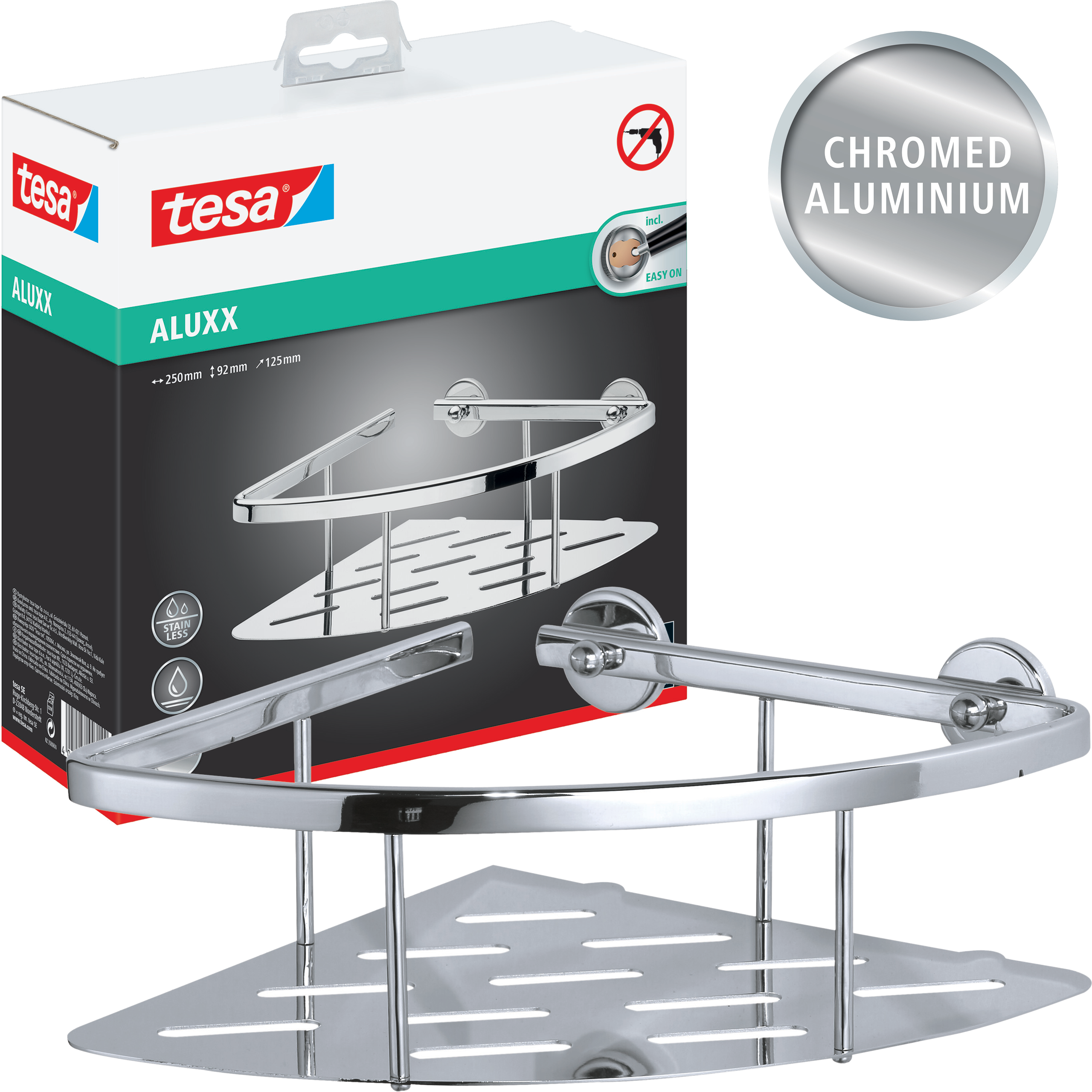 Półka Łazienkowa Samoprzylepna Narożna Tesa ALUXX Koszyk Pod Prysznic