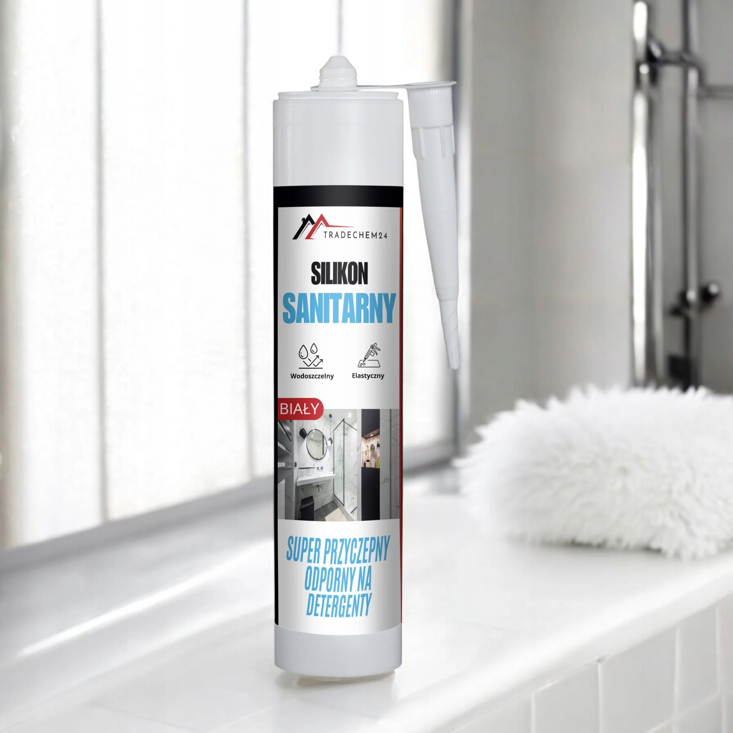 Silikon Sanitarny Tradechem24 Uniwersalny Uszczelniacz Biały 300 ml