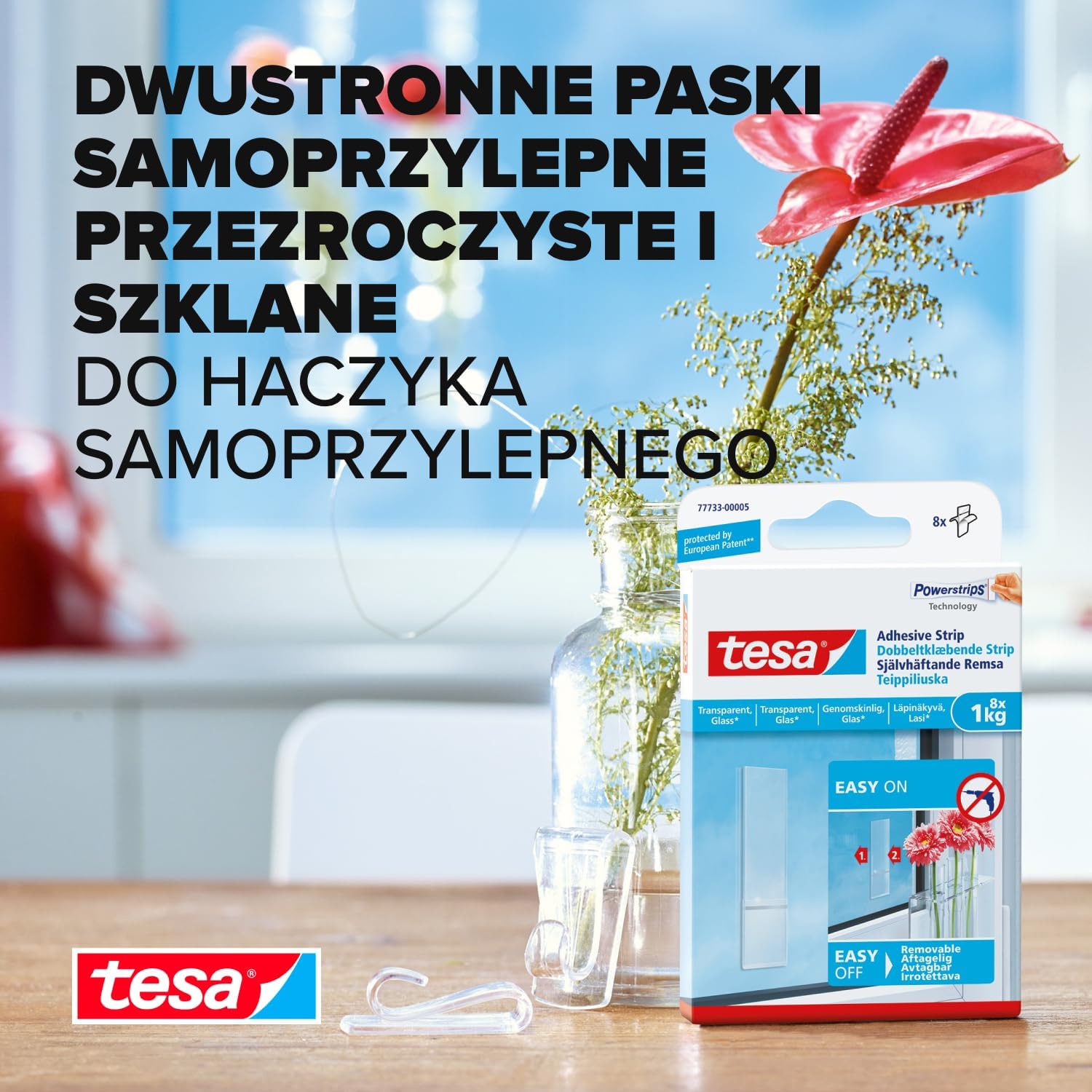 Plastry Klejące Montażowe Tesa Paski Samoprzylepne Do Szkła Okien 1kg 8 szt