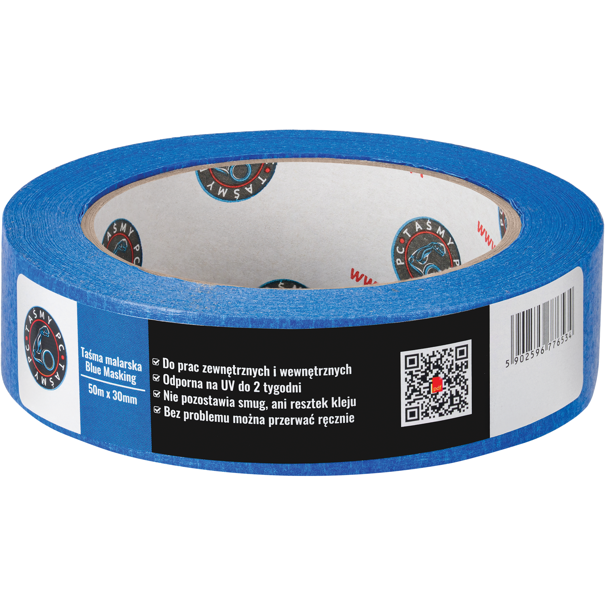 Taśma Malarska Papierowa Maskująca UV Tape 30 mm x 50m Zewnętrzna Niebieska