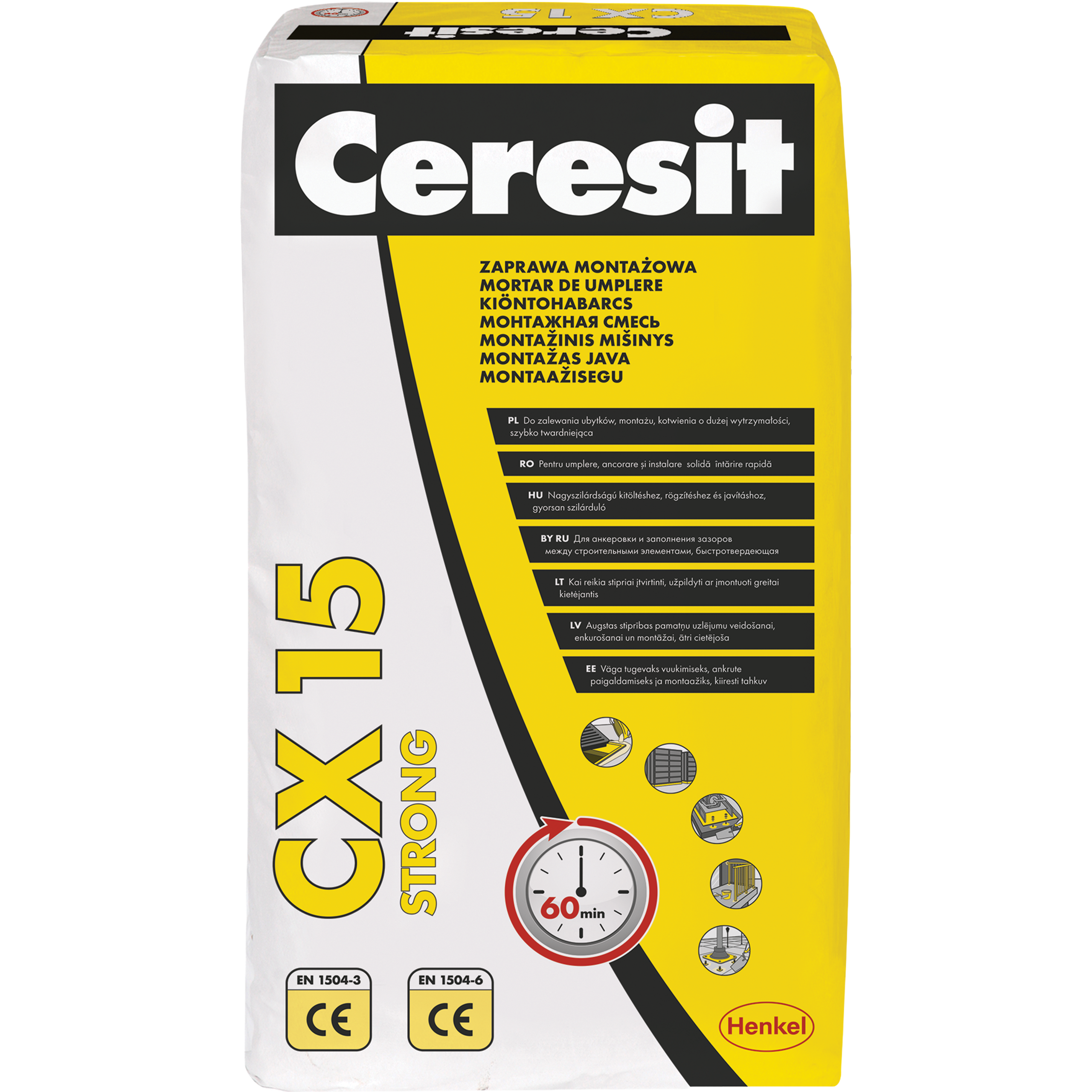 Zaprawa Cementowa Ceresit CX15 STRONG Cement Montażowy Do Betonu 25kg