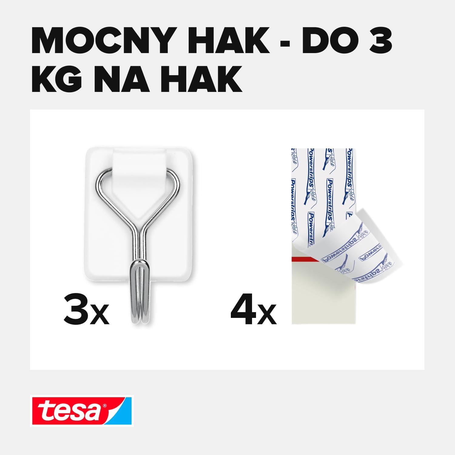 Haczyki Samoprzylepne Druciane Tesa Do Wieszania Dekoracji Białe 1 kg 3 szt