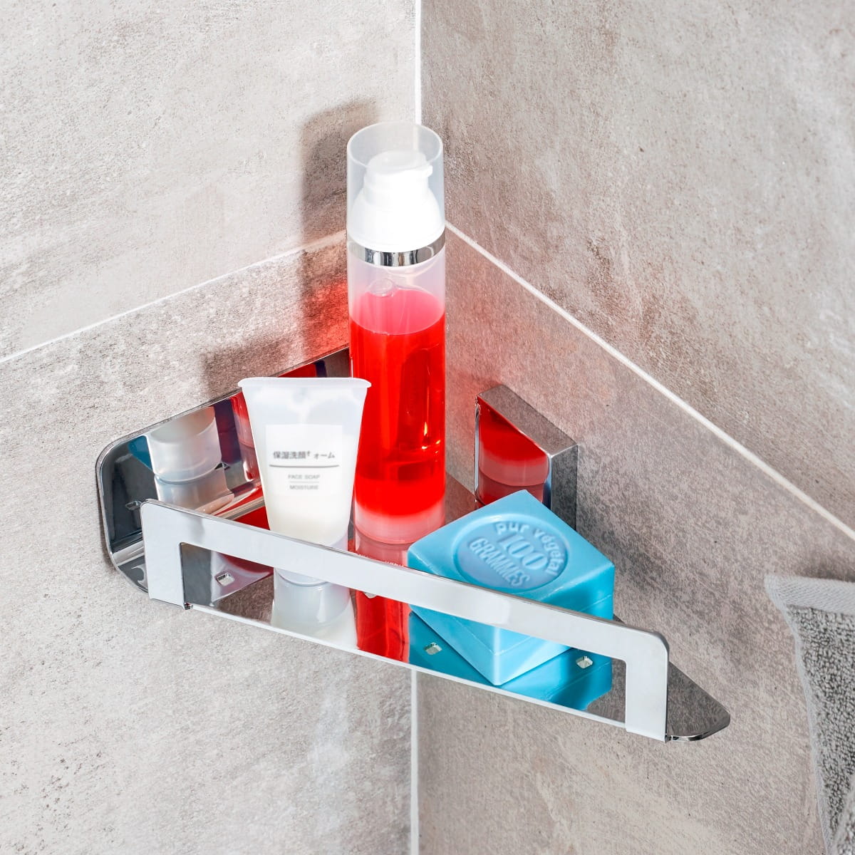 Półka Łazienkowa Samoprzylepna Narożna Tesa DELUXXE Koszyk Pod Prysznic