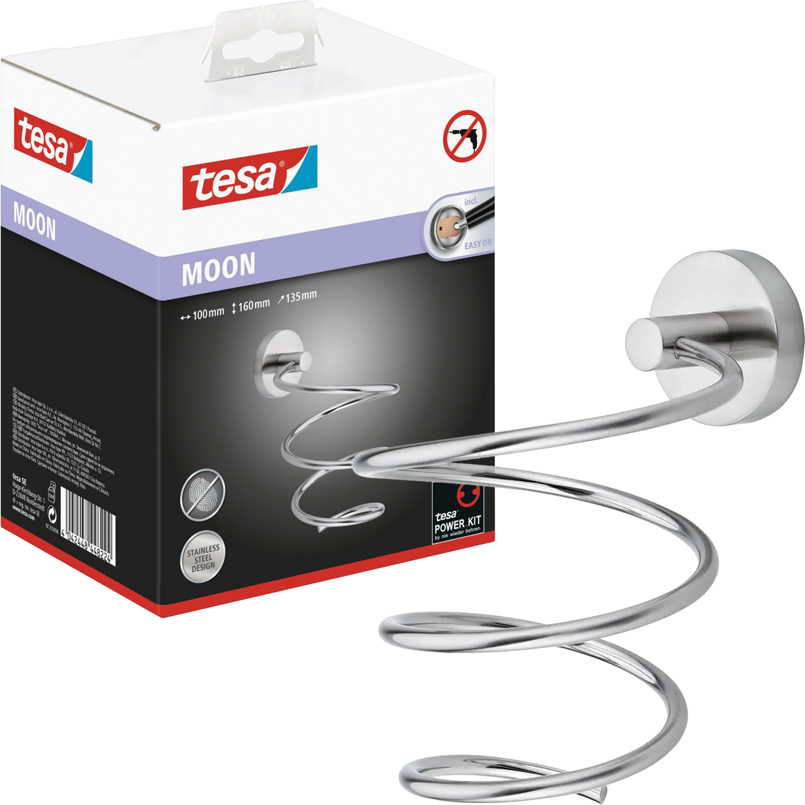 Uchwyt Na Suszarkę Do Włosów Samoprzylepny Tesa MOON Do Łazienki Metalowy