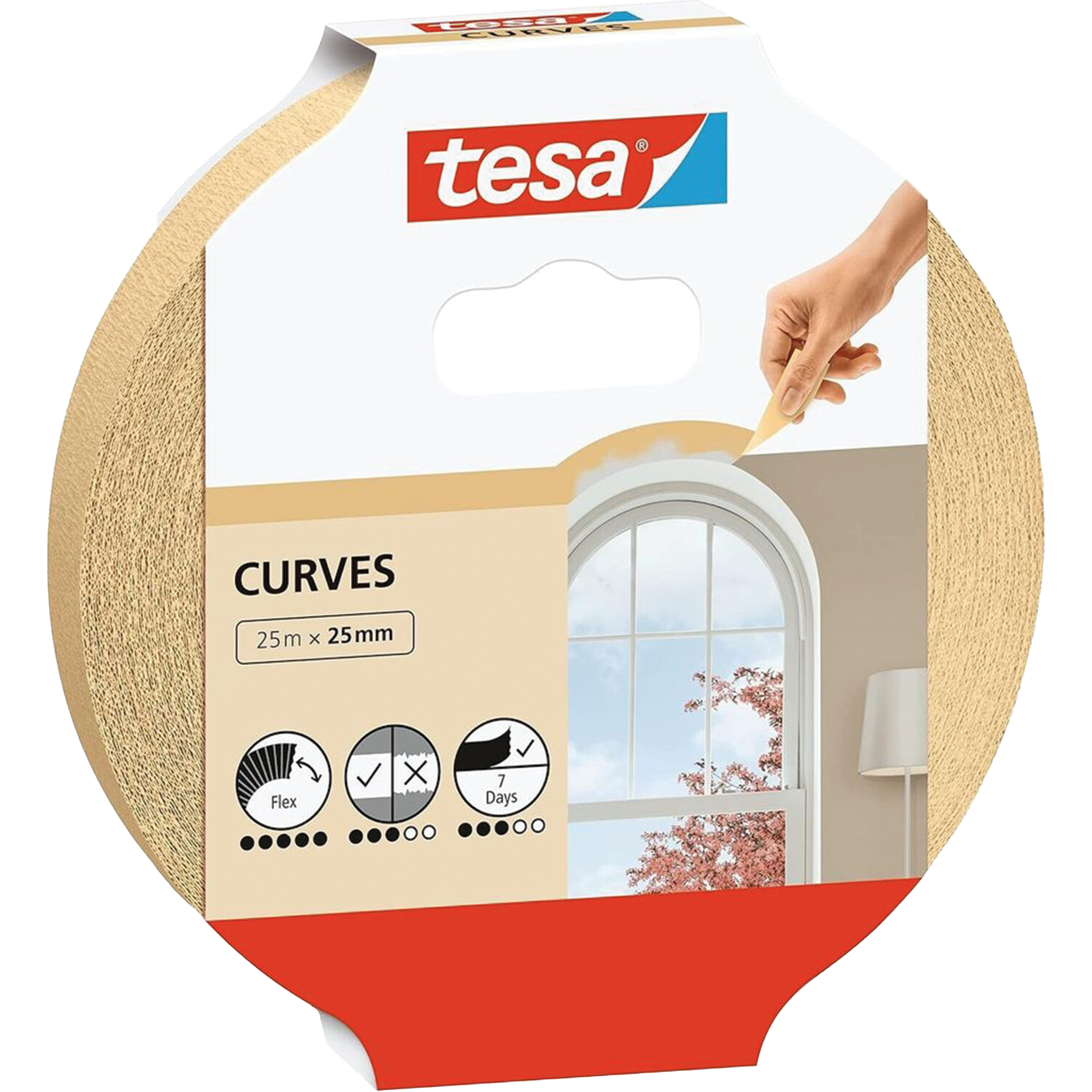 Taśma Malarska Papierowa Maskująca Tesa Do Krzywizn Elastyczna 25 m x 25 mm