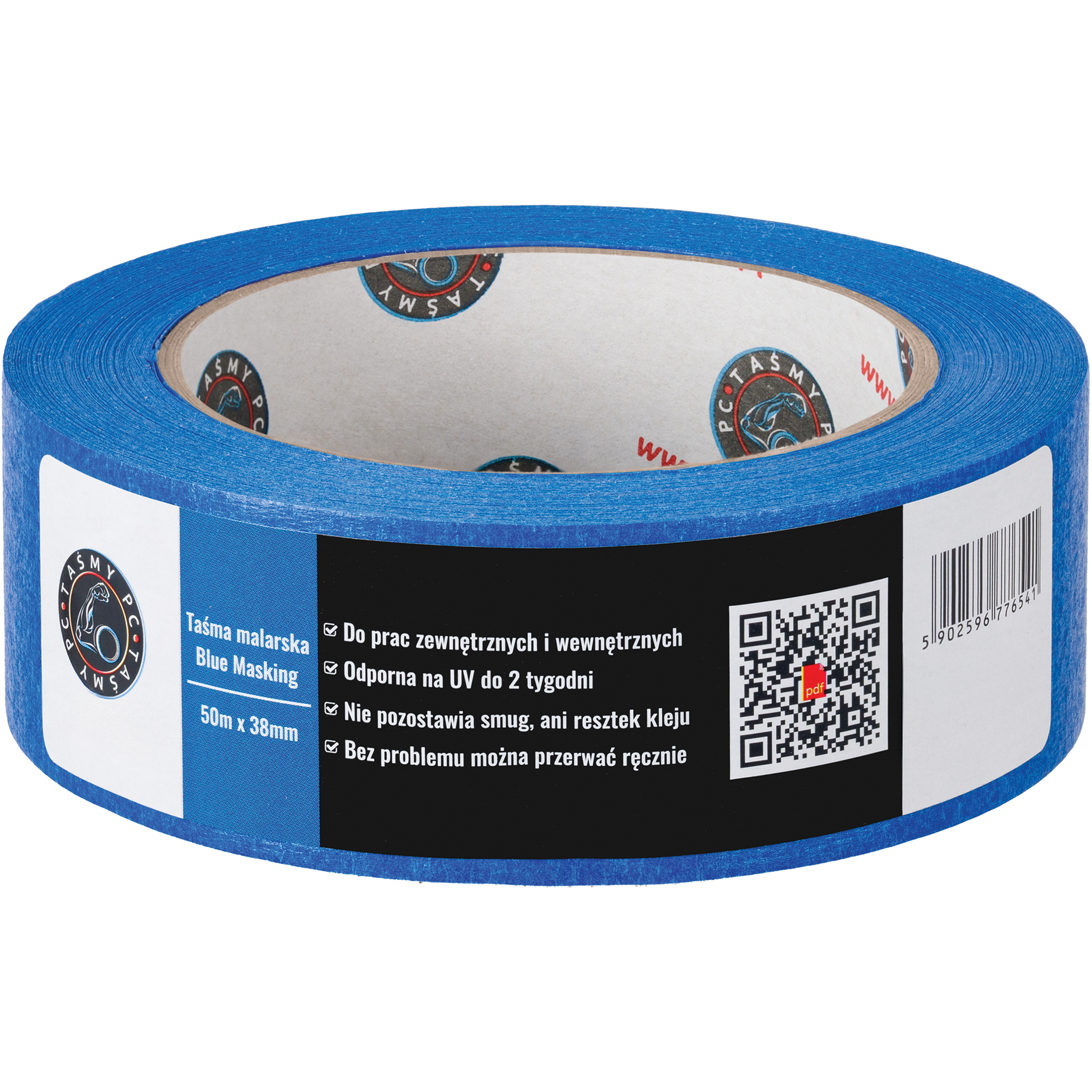 Taśma Malarska Papierowa Maskująca UV Tape 38mm x 50m Zewnętrzna Niebieska