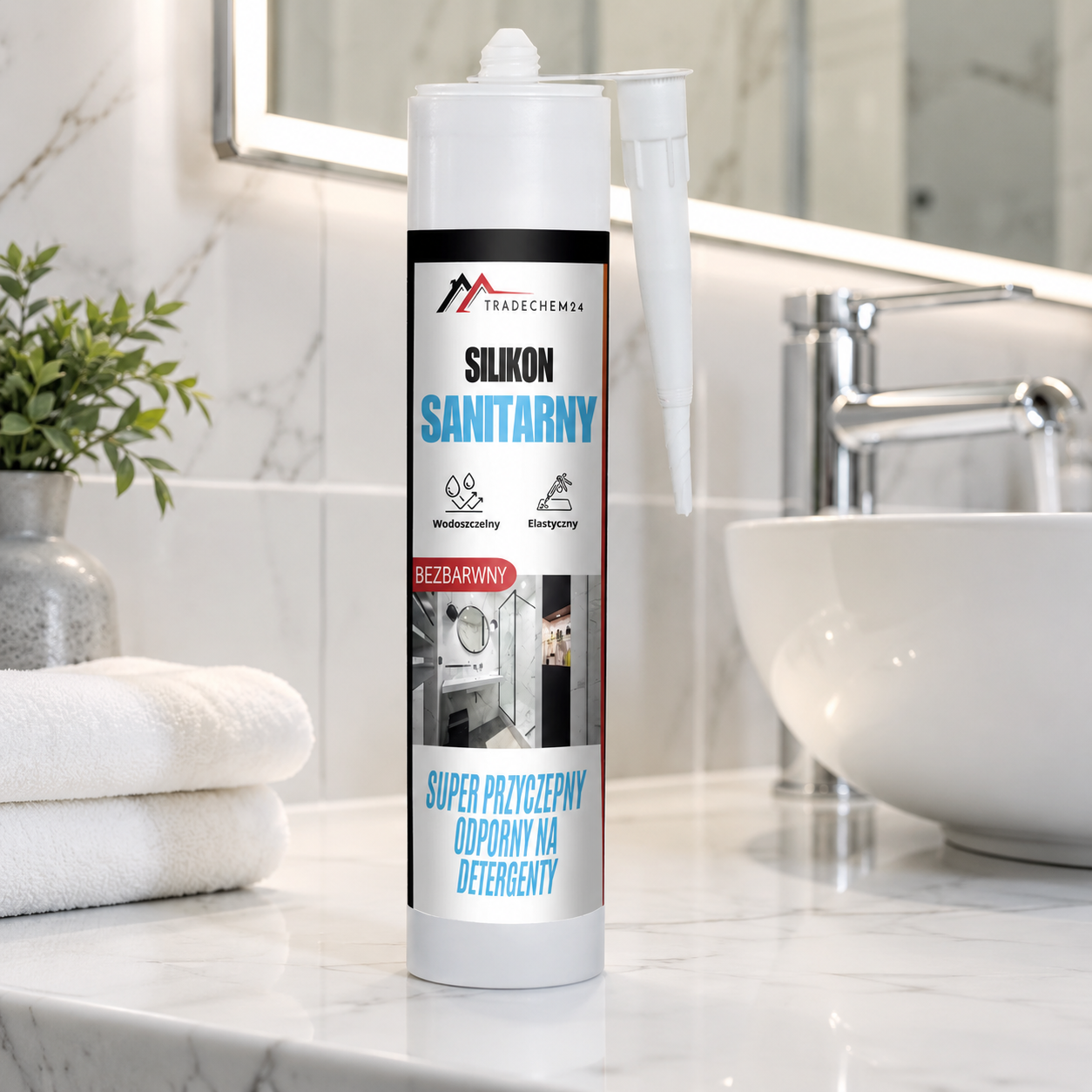 Silikon Sanitarny Tradechem24 Uniwersalny Uszczelniacz Bezbarwny 300 ml