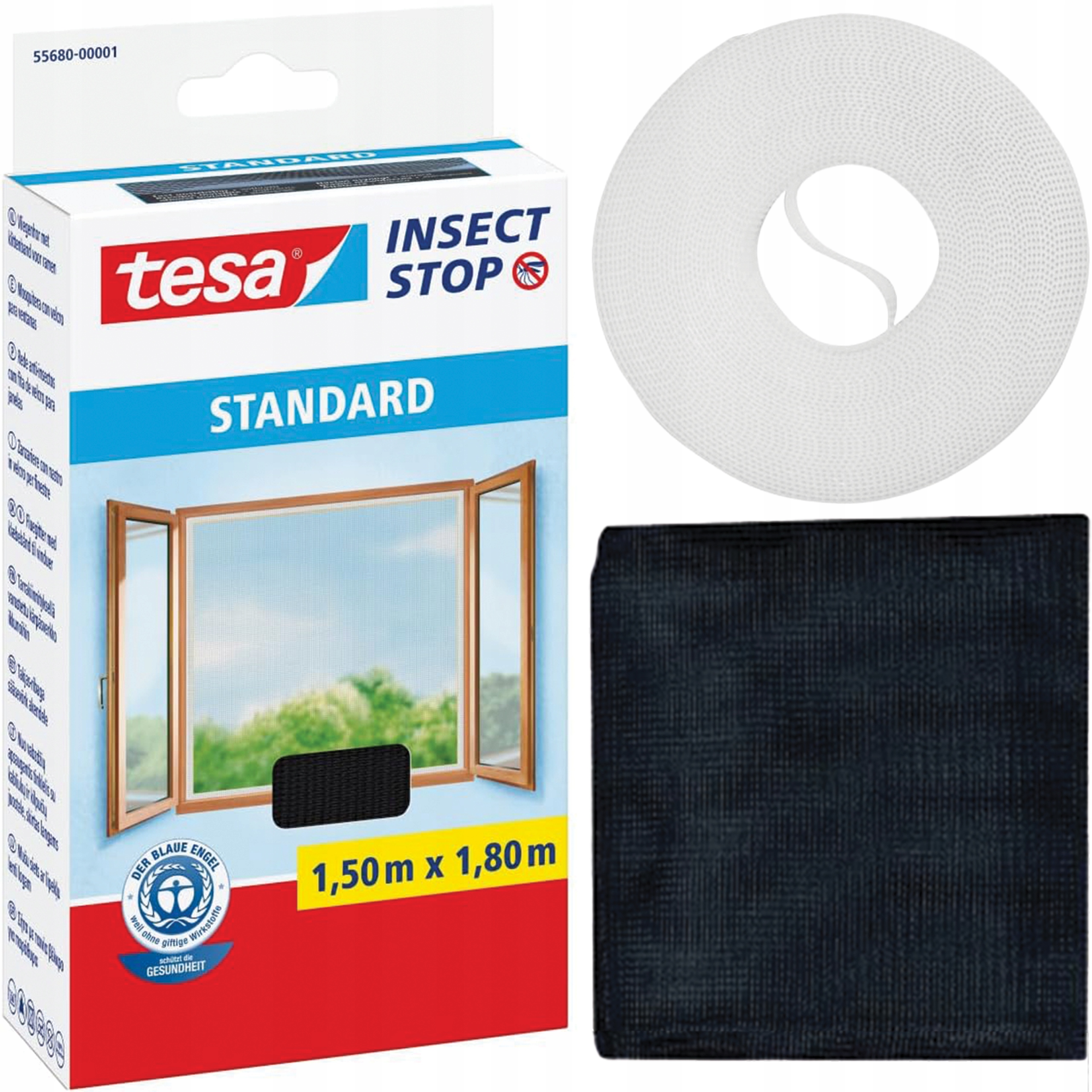 Moskitiera Na Okno Tesa Standard Siatka Okienna Na Owady 150 x 180cm Czarna