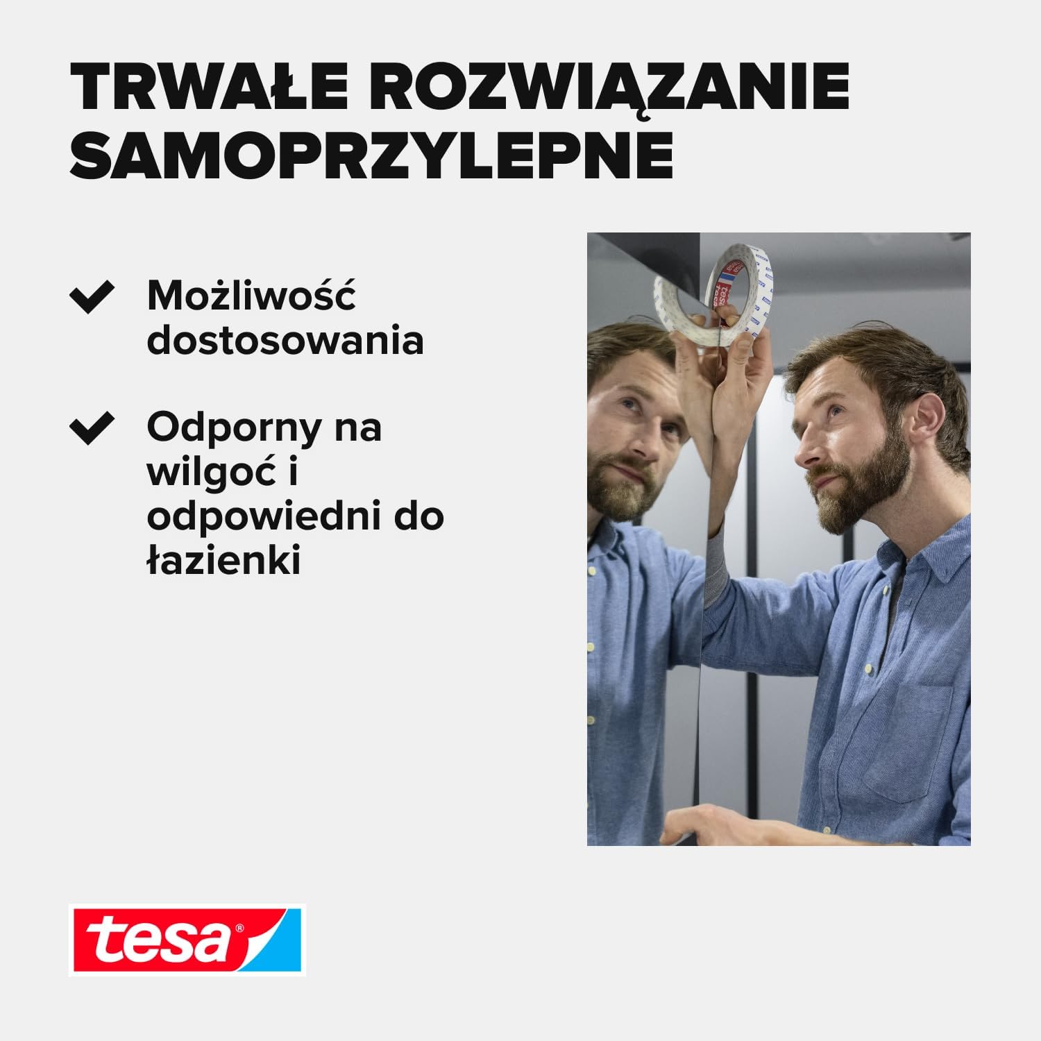 Dwustronna Taśma Klejąca Montażowa Tesa Do Luster 1,5 m x 19mm Piankowa