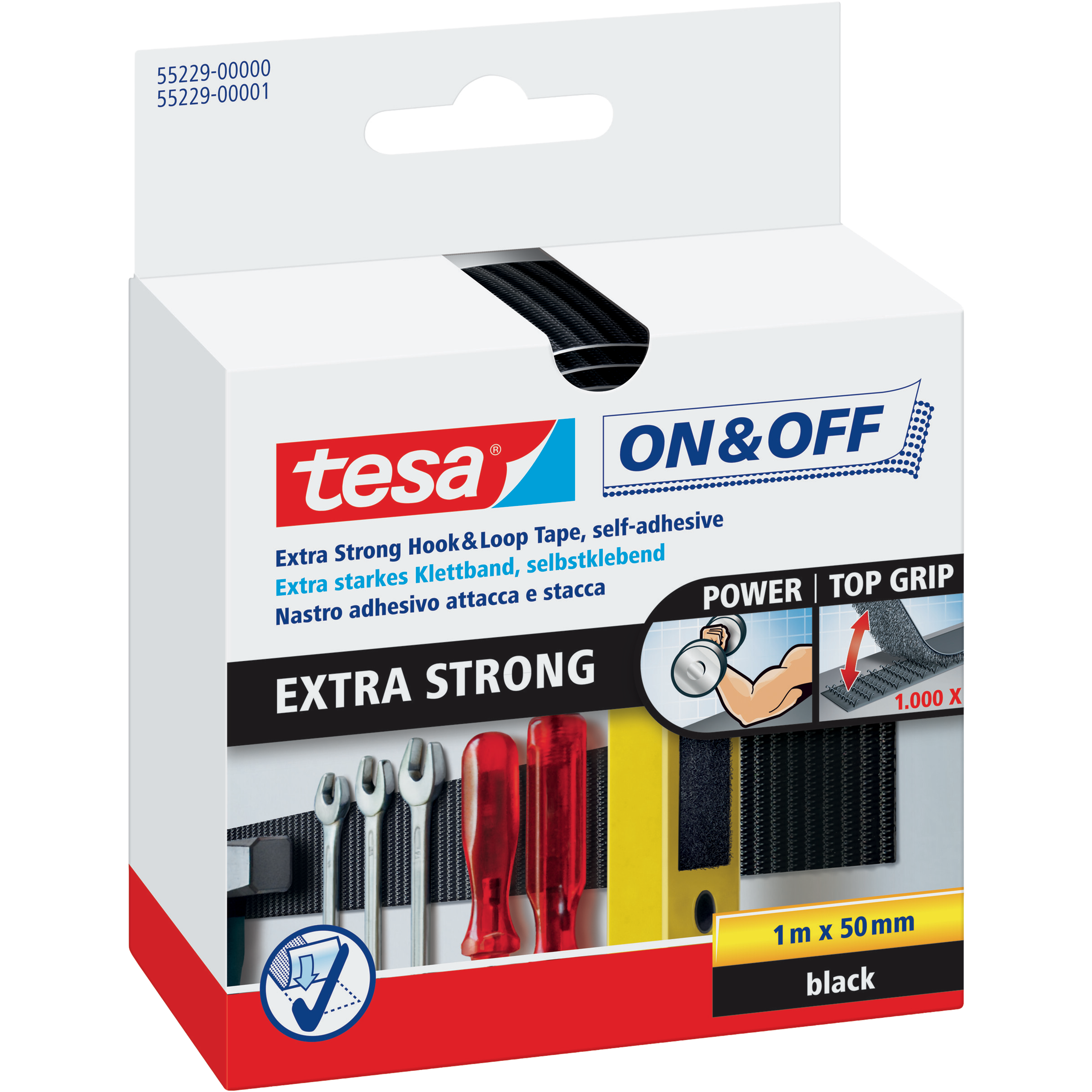 Rzep Montażowy Samoprzylepny Tesa Mocna Taśma Rzepowa 50 mm x 1 m Czarny