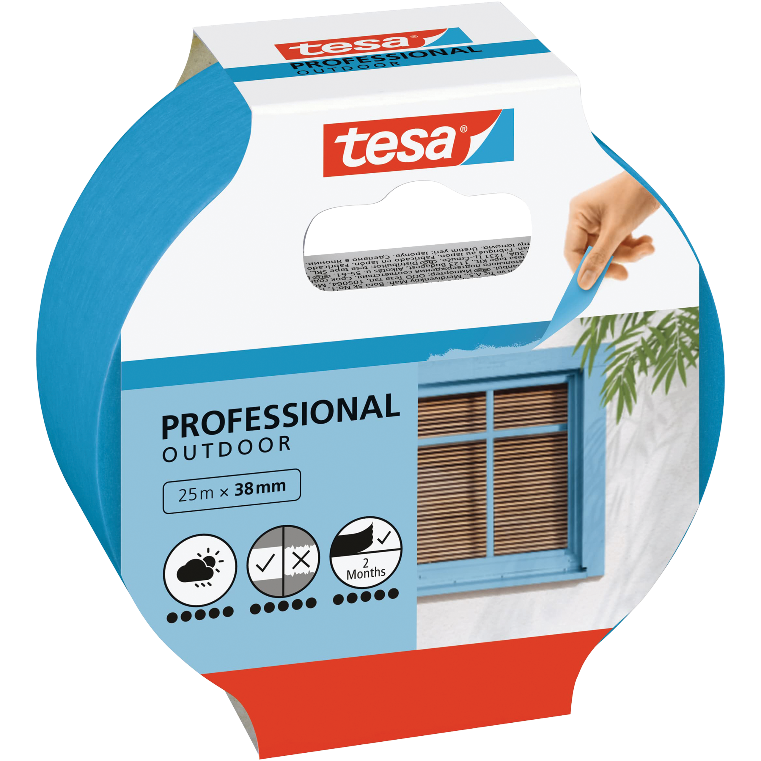  Taśma Malarska Papierowa Maskująca Tesa UV Outdoor 38 mm x 25 m Niebieska