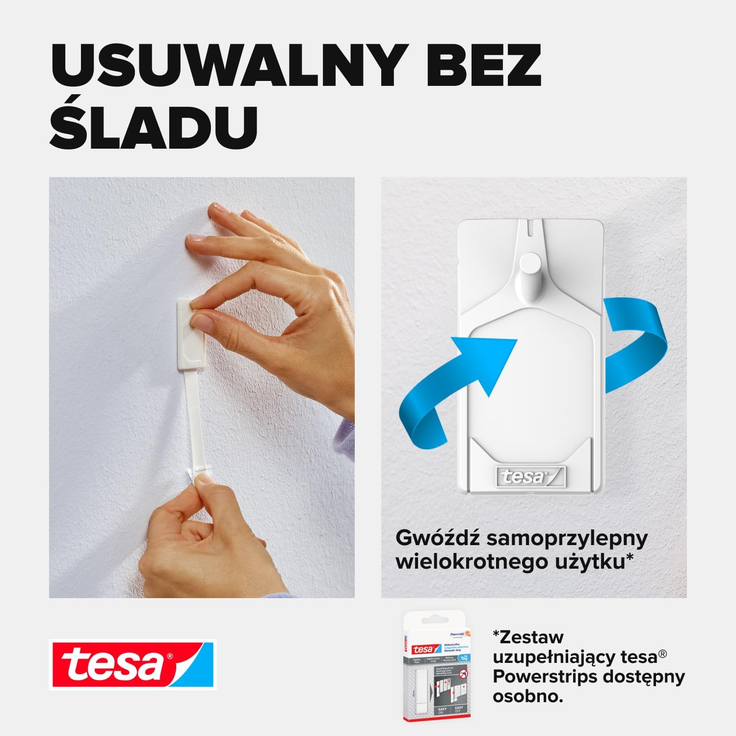 Haczyki Samoprzylepne Tesa Gwóźdź do Wieszania Obrazów do Tynku Tapet 0,5kg