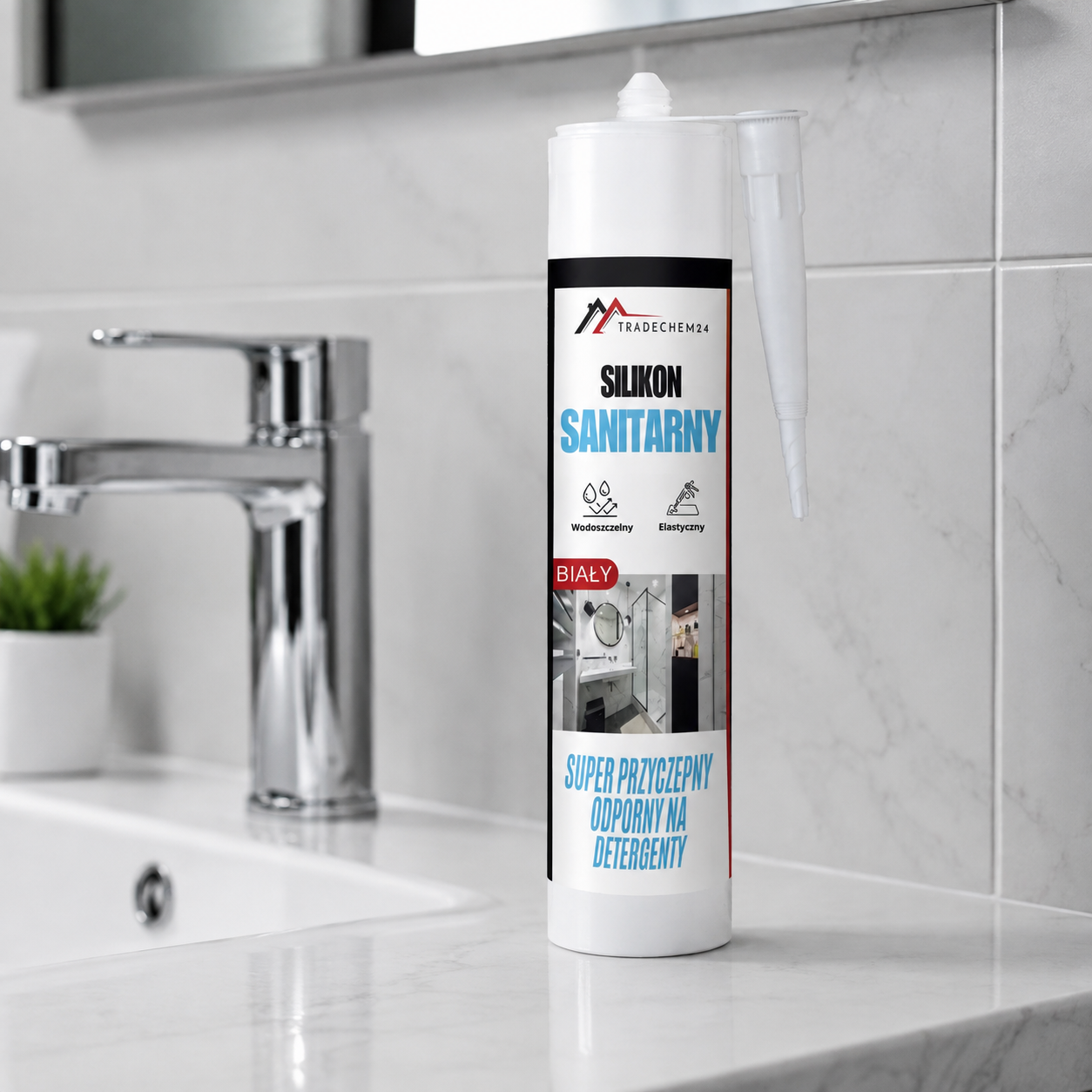Silikon Sanitarny Tradechem24 Uniwersalny Uszczelniacz Biały 300 ml