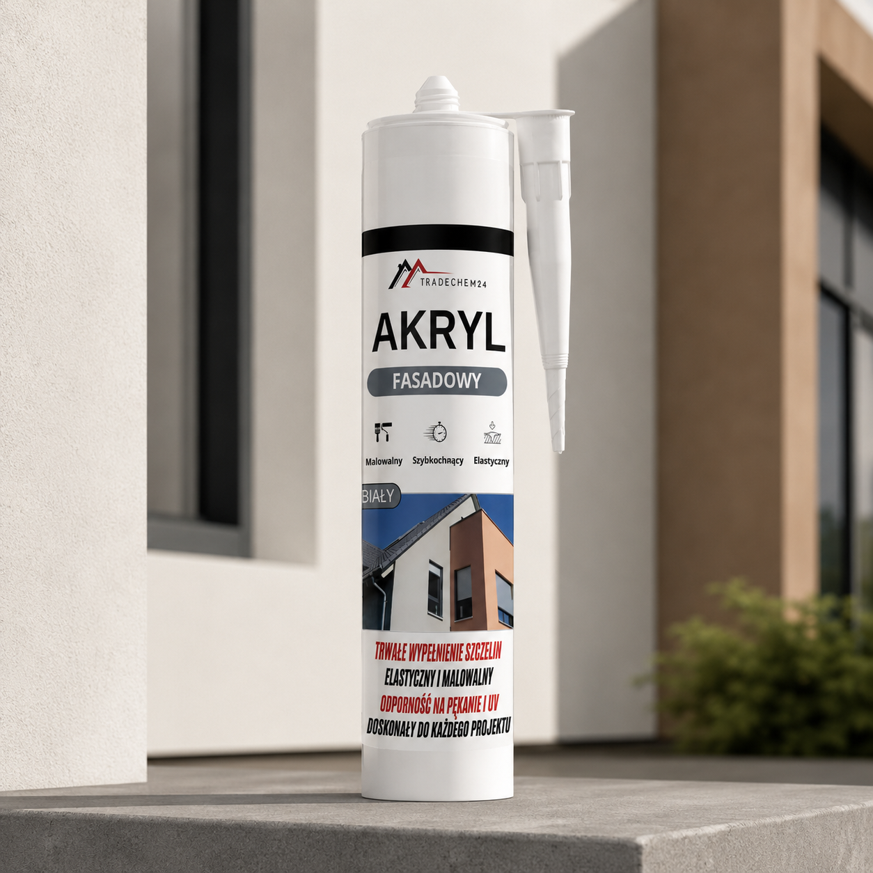Akryl Do Fasad Tradechem24 Uniwersalny Uszczelniacz Akrylowy Biały 300 ml