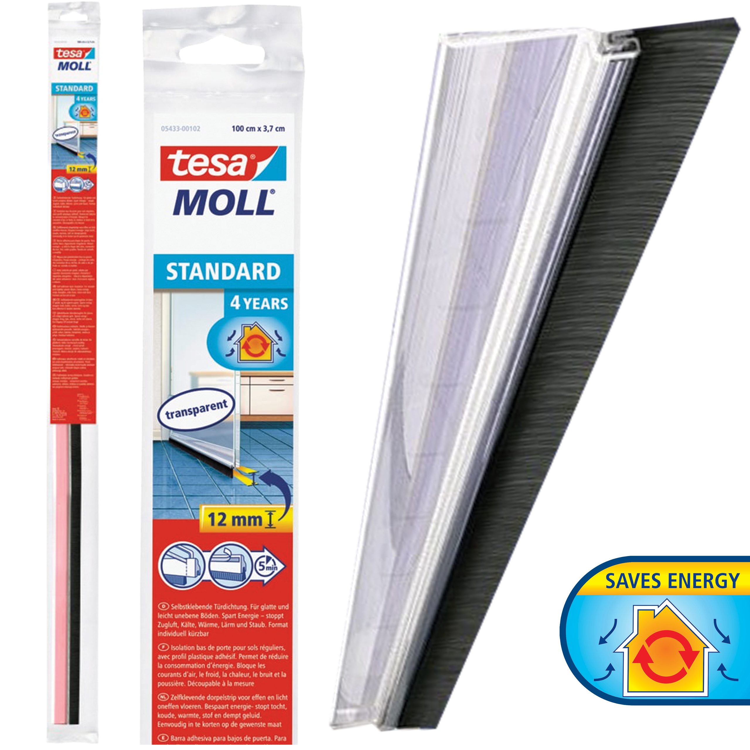 Uszczelka Samoprzylepna Do Drzwi Tesa Szczotkowa 37 mm x 1 m Przezroczysta