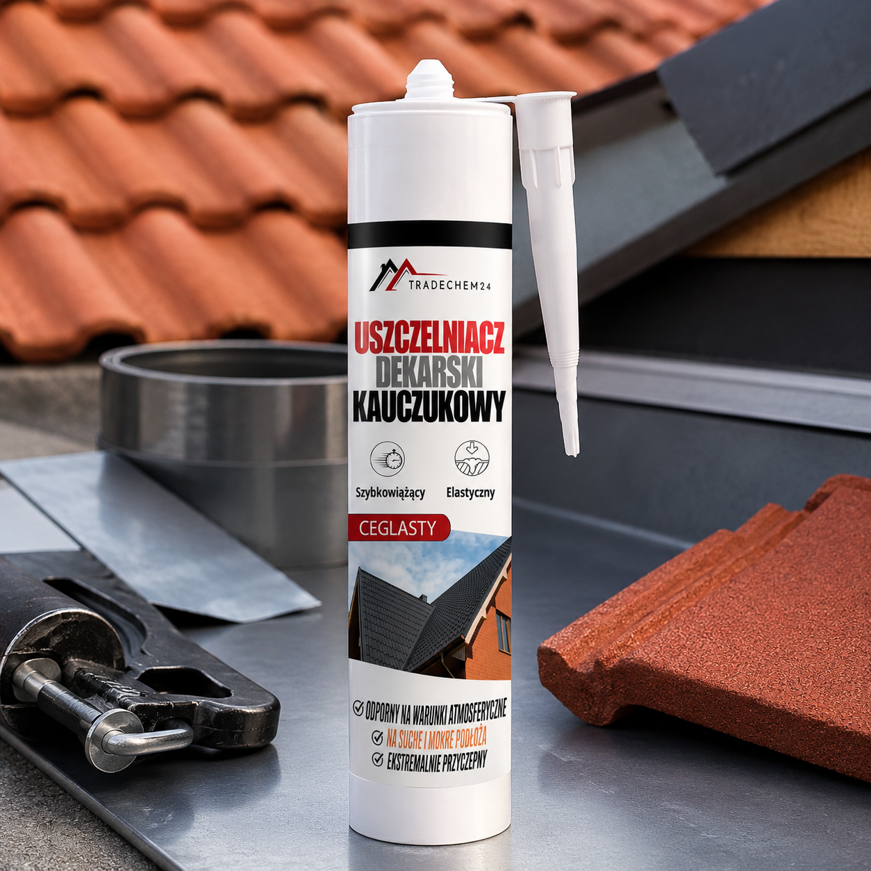 Uszczelniacz Dekarski Kauczukowy Tradechem24 Do Dachów Papy Ceglasty 300 ml