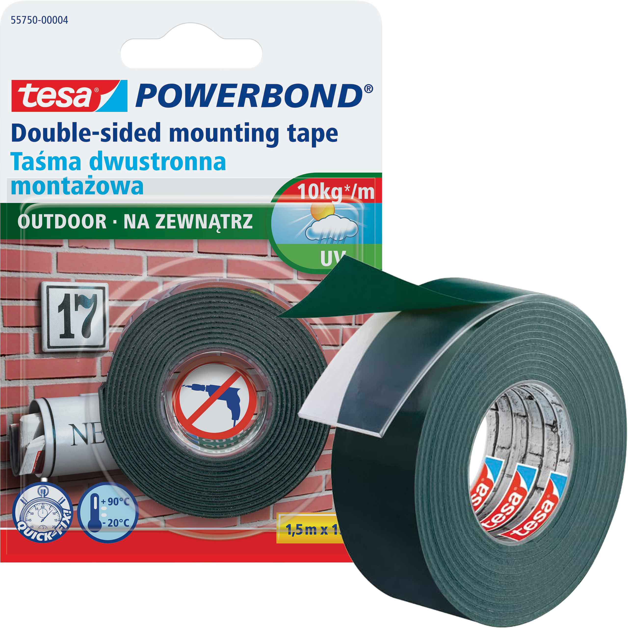 Dwustronna Taśma Klejąca Montażowa Tesa 19mm x 1,5 m Wodoodporna Piankowa