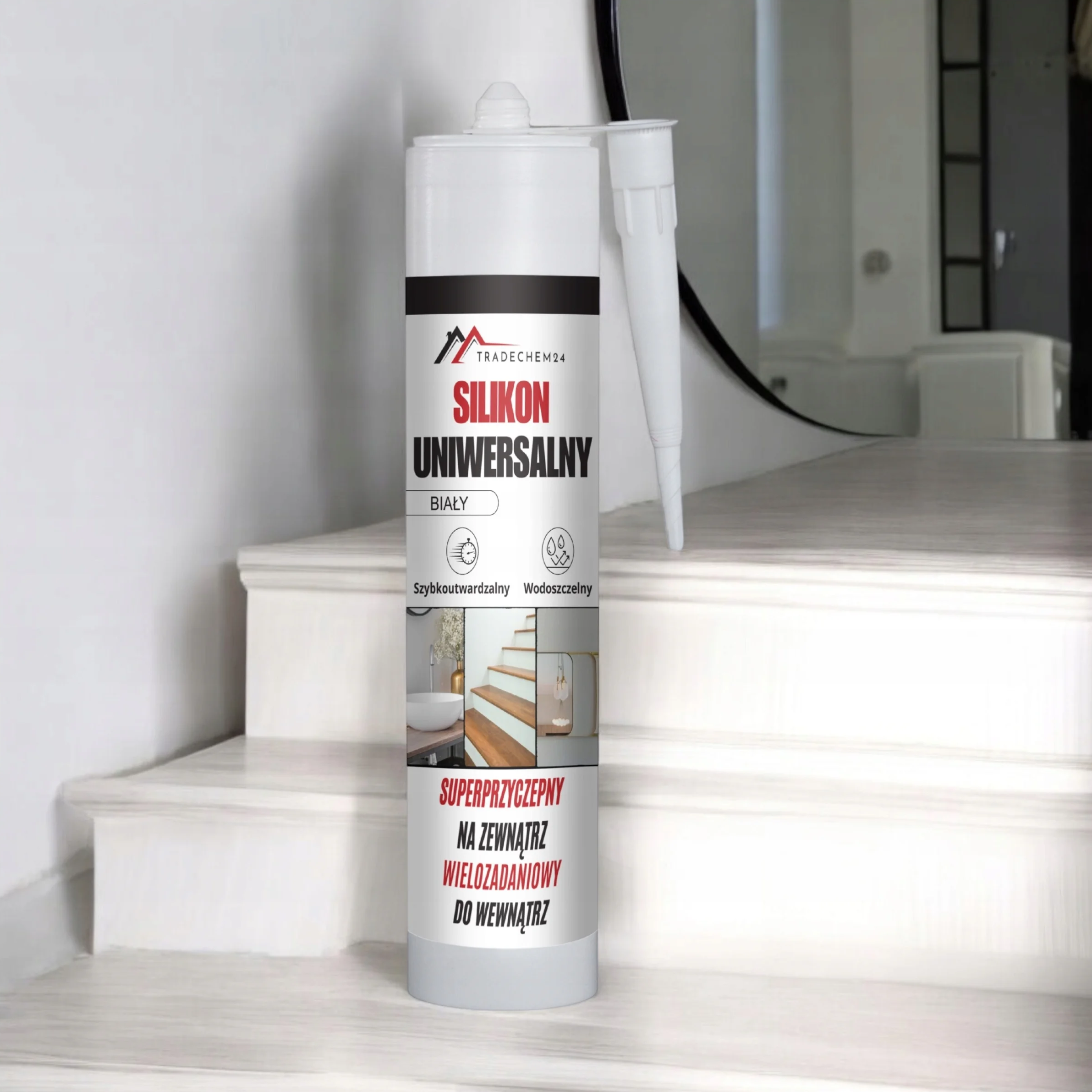 Silikon Budowlany Tradechem24 Uniwersalny Uszczelniacz Biały 300 ml