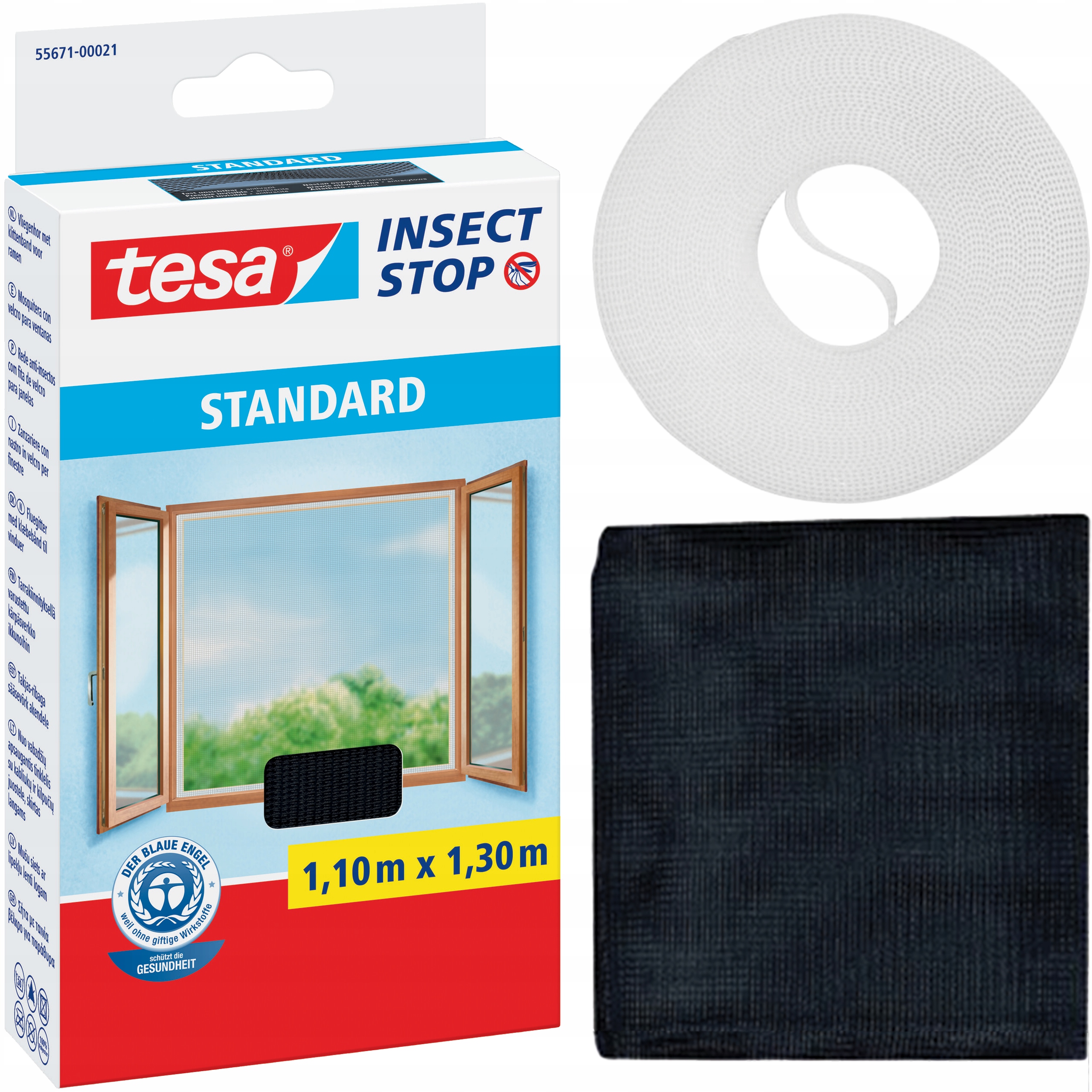 Moskitiera Na Okno Tesa Standard Siatka Okienna Na Owady 110 x 130cm Czarna