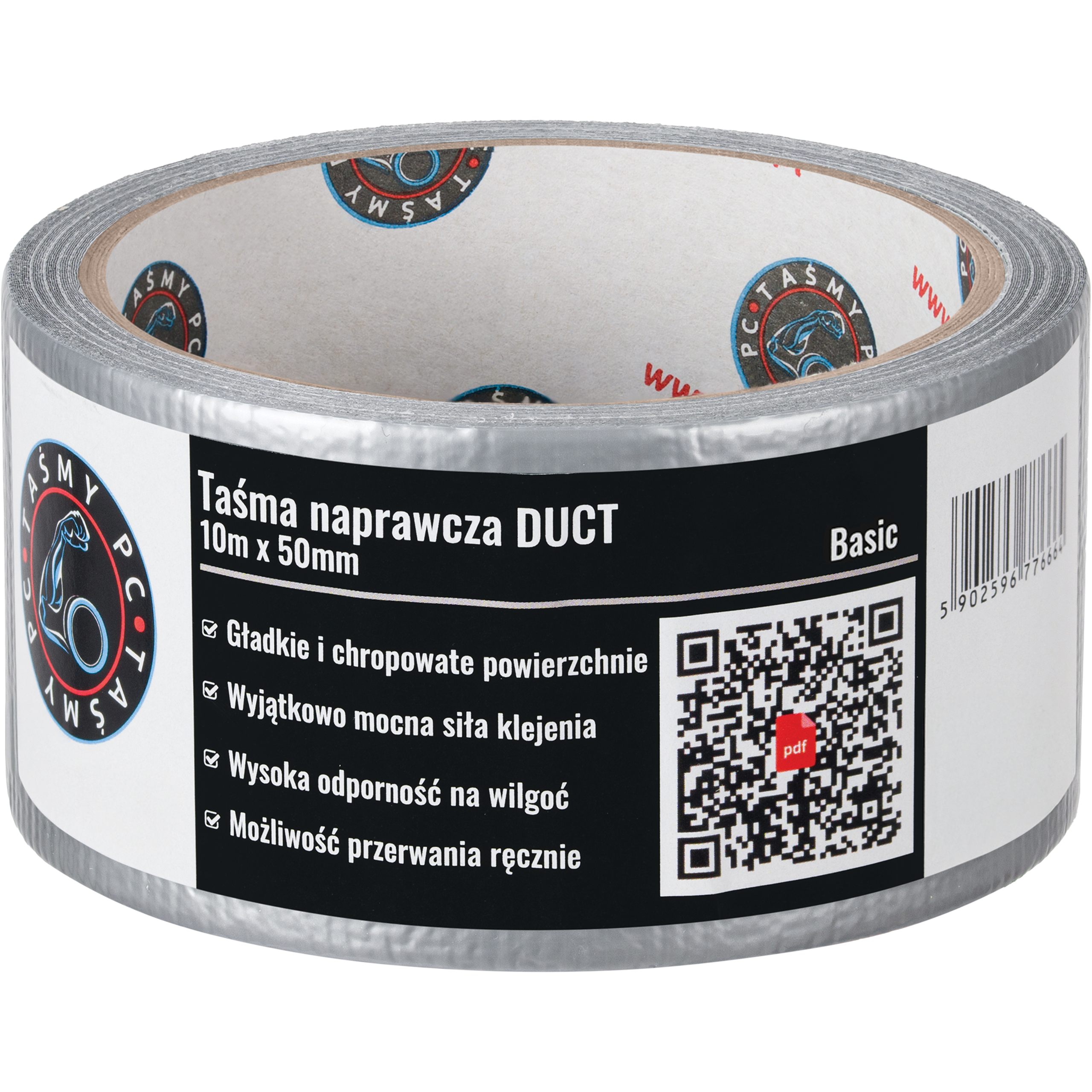 Taśma Klejąca Naprawcza Duct Tape 10 m x 50 mm Mocna Uszczelniająca Srebrna