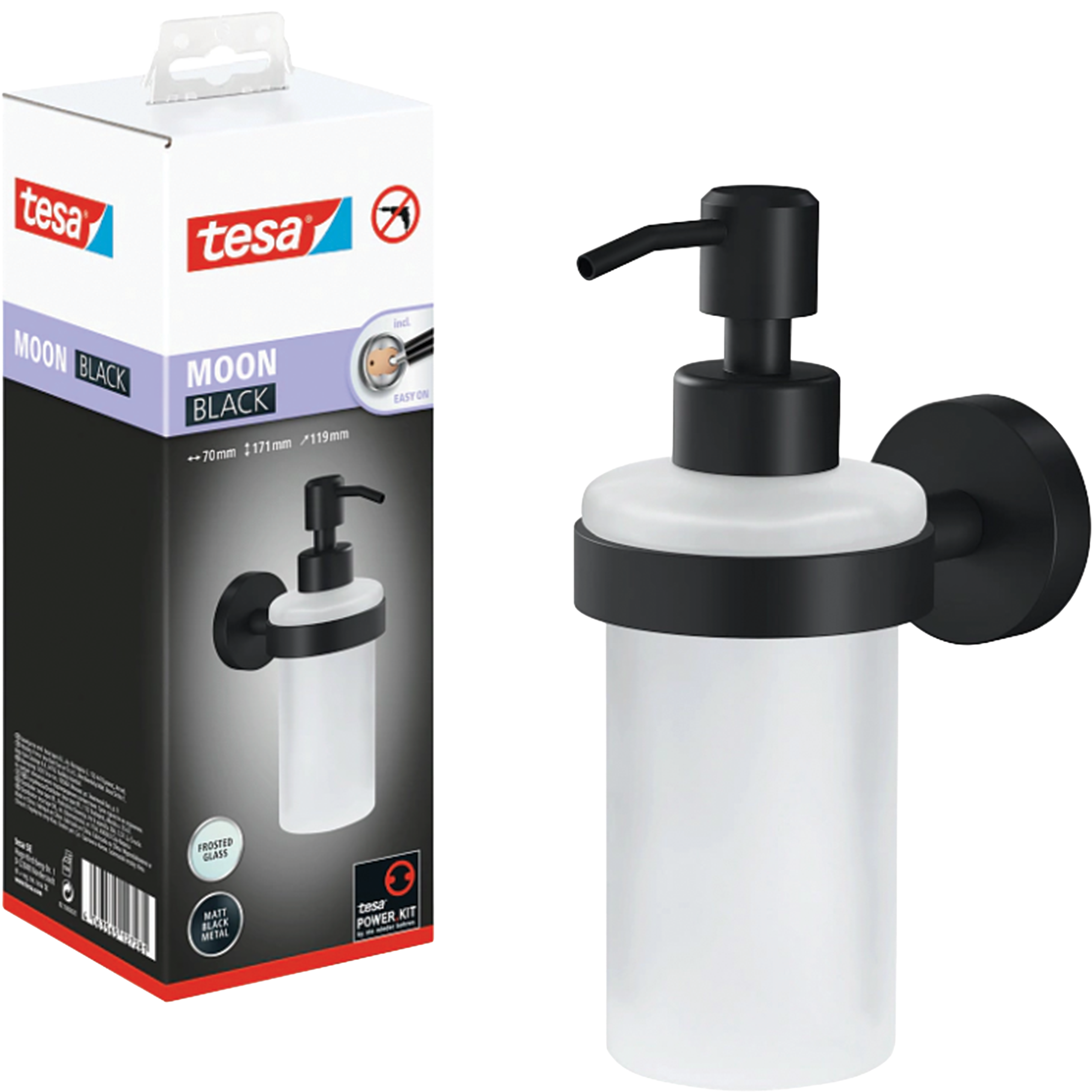Dozownik Do Mydła W Płynie Samoprzylepny Tesa MOON BLACK Do Łazienki