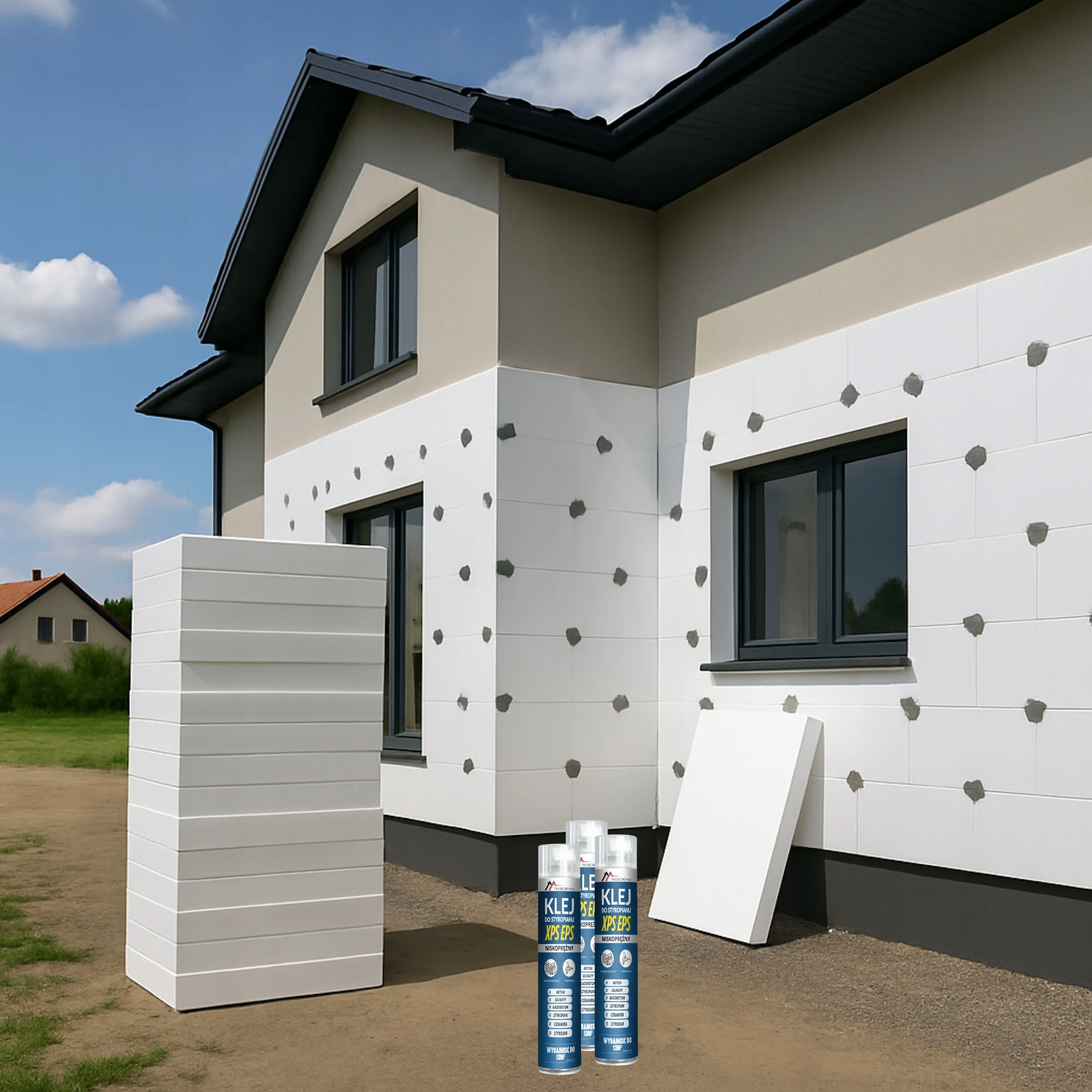 Pianoklej Do Styropianu XPS EPS Tradechem24 Klej Poliuretanowy Szary 750ml