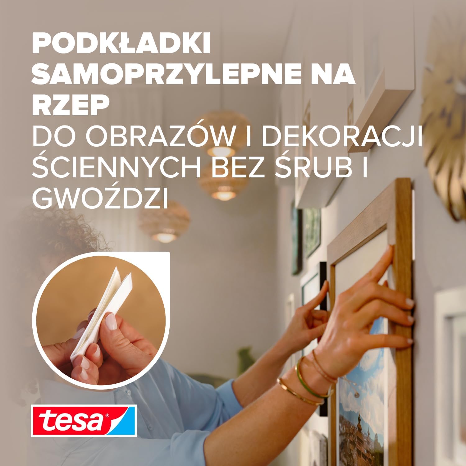 Rzepy Samoprzylepne Tesa Do Wieszania Obrazów Bez Narzędzi 7,2 kg 4 szt