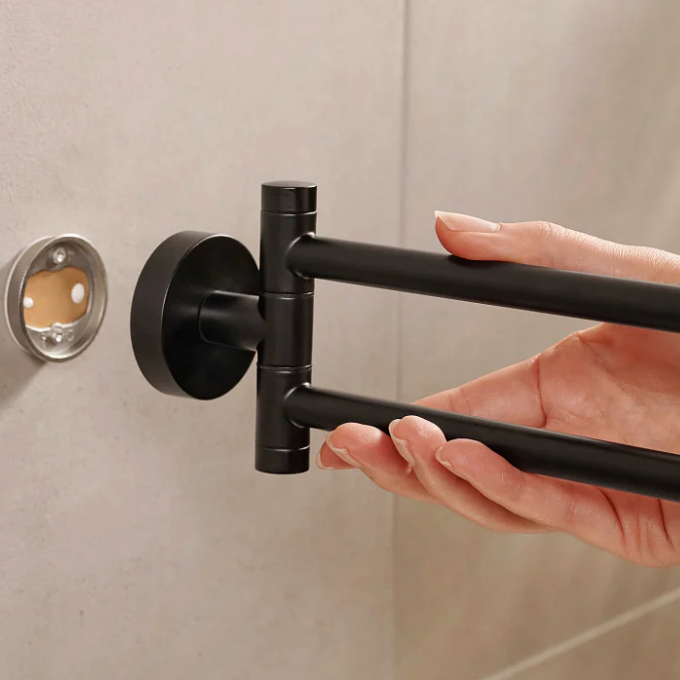 Wieszak Łazienkowy Na Ręcznik Samoprzylepny Tesa MOON BLACK Metalowy