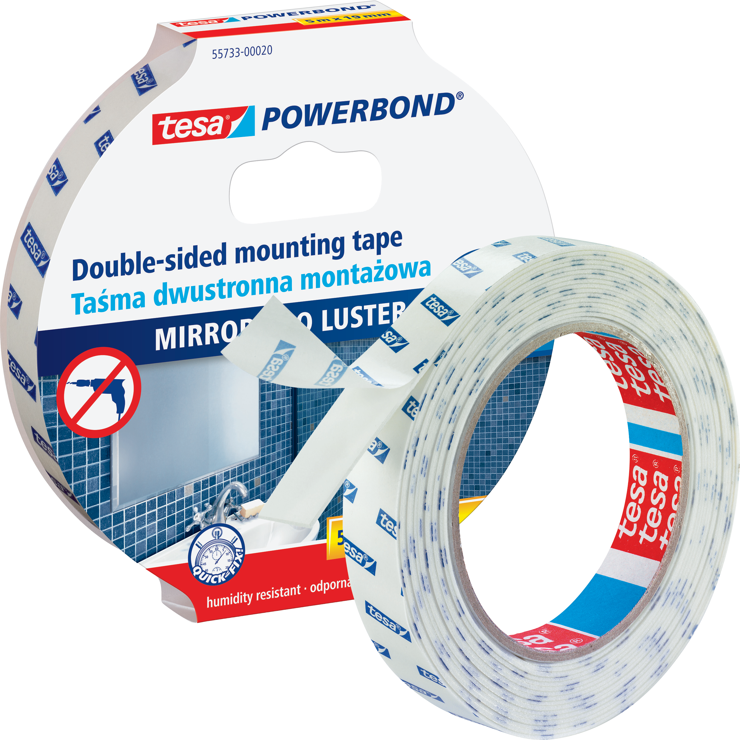 Dwustronna Taśma Klejąca Montażowa Tesa Do Luster 5 m x 19mm Mocna Piankowa
