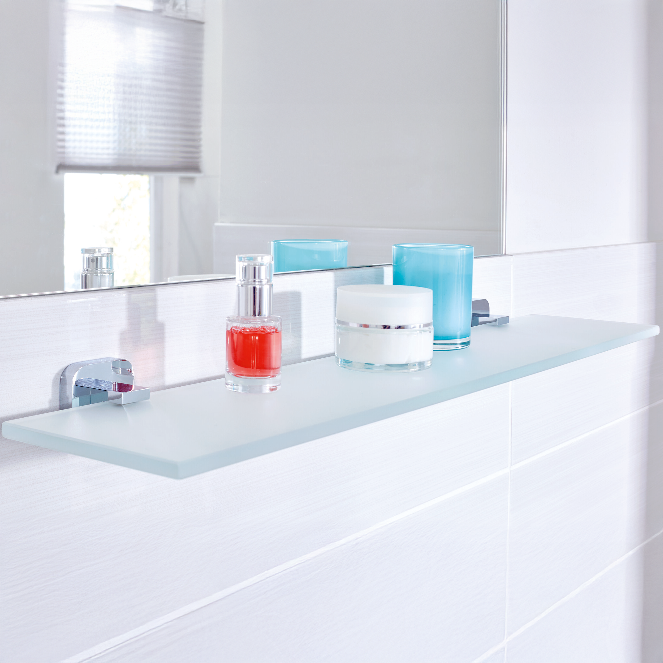 Półka Łazienkowa Pod Lustro Samoprzylepna Szklana Tesa ELEGAANT Do Łazienki