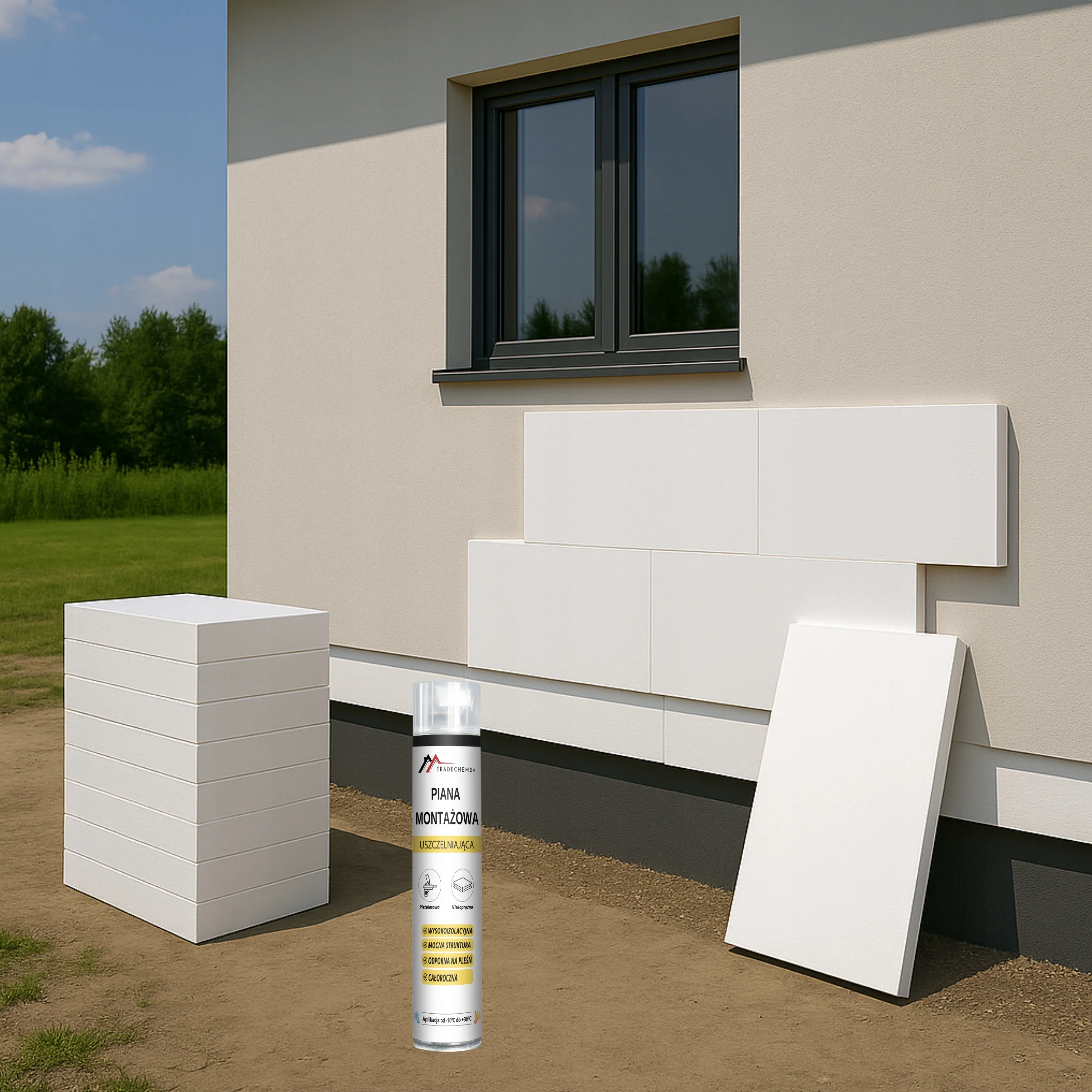 Piana Montażowa Pistoletowa Tradechem24 Pianka PU Uszczelniająca 750 ml 