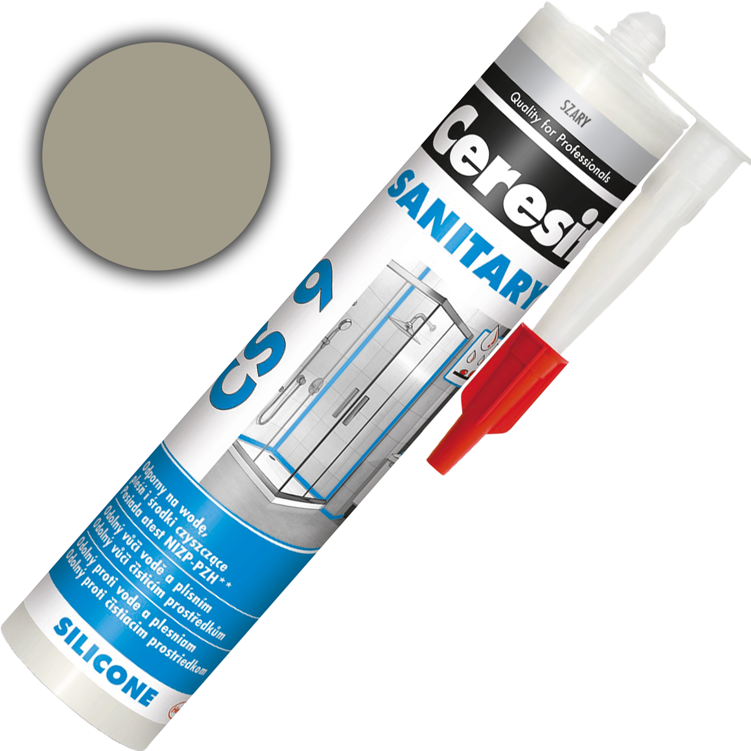 Silikon Sanitarny Ceresit CS9 Uniwersalny Uszczelniacz Szary 280 ml