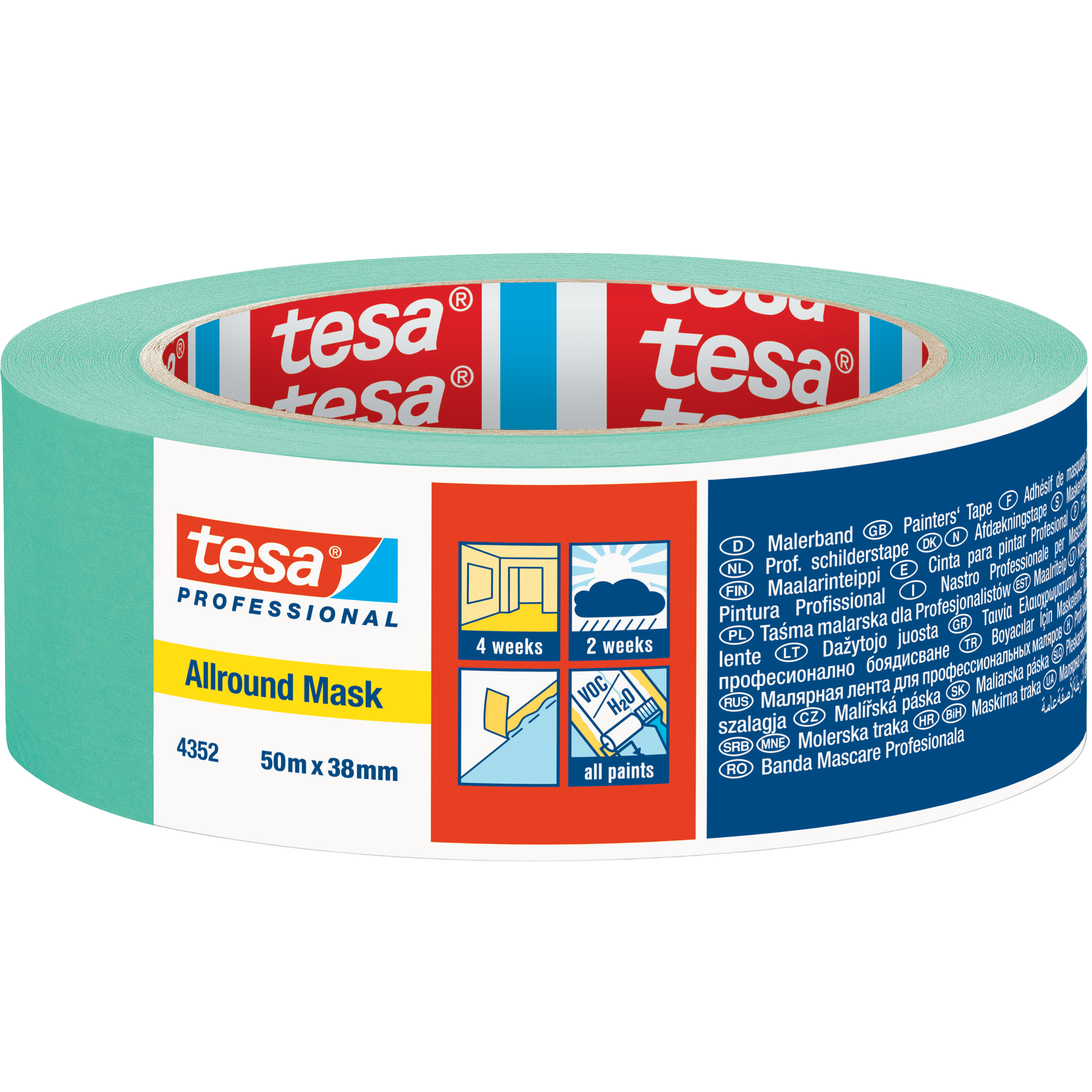 Taśma Malarska Papierowa Maskująca Tesa Allround Mask 38 mm x 50m Zielona