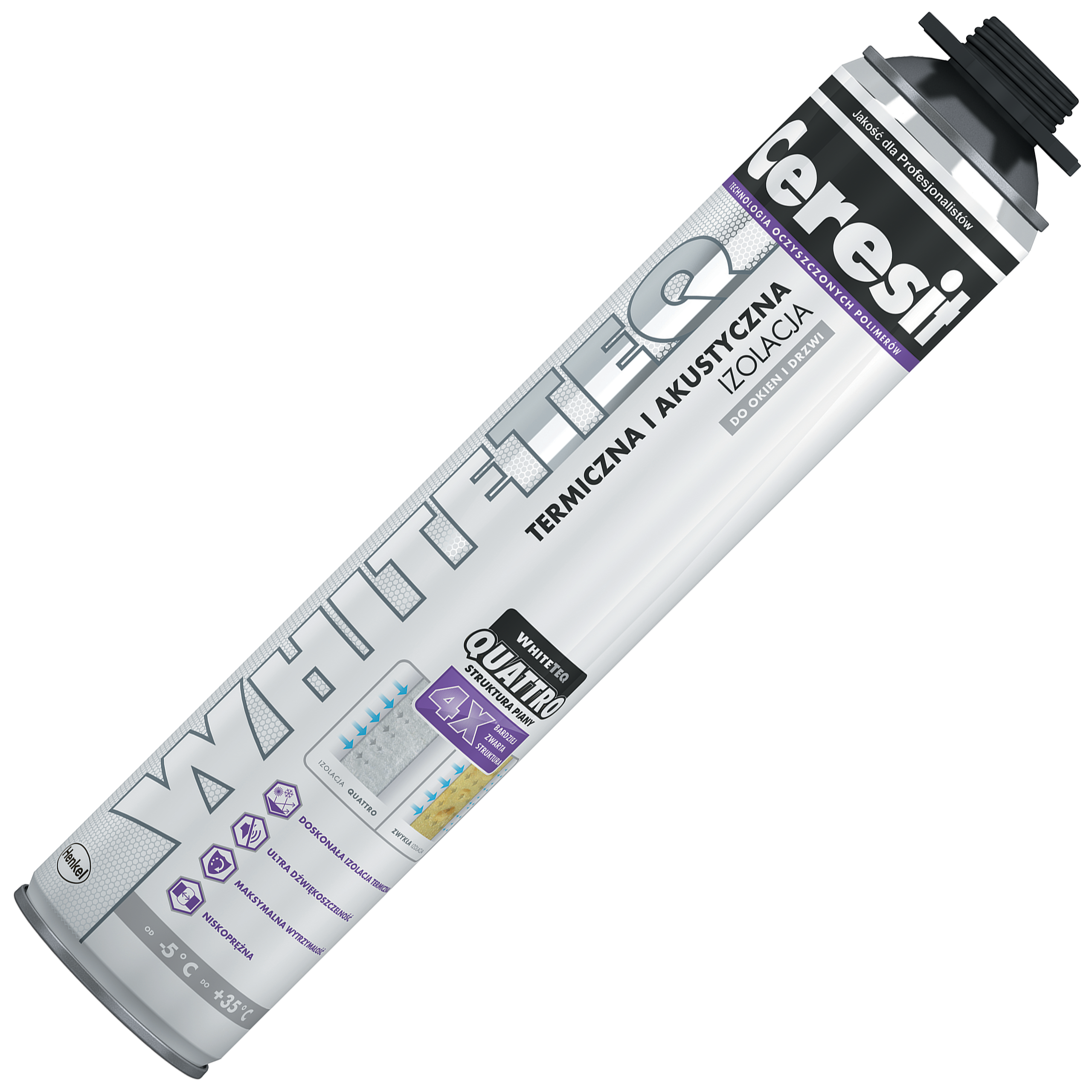 Piana Montażowa Pistoletowa Ceresit WHITETEQ Pianka PUR Niskoprężna 750ml