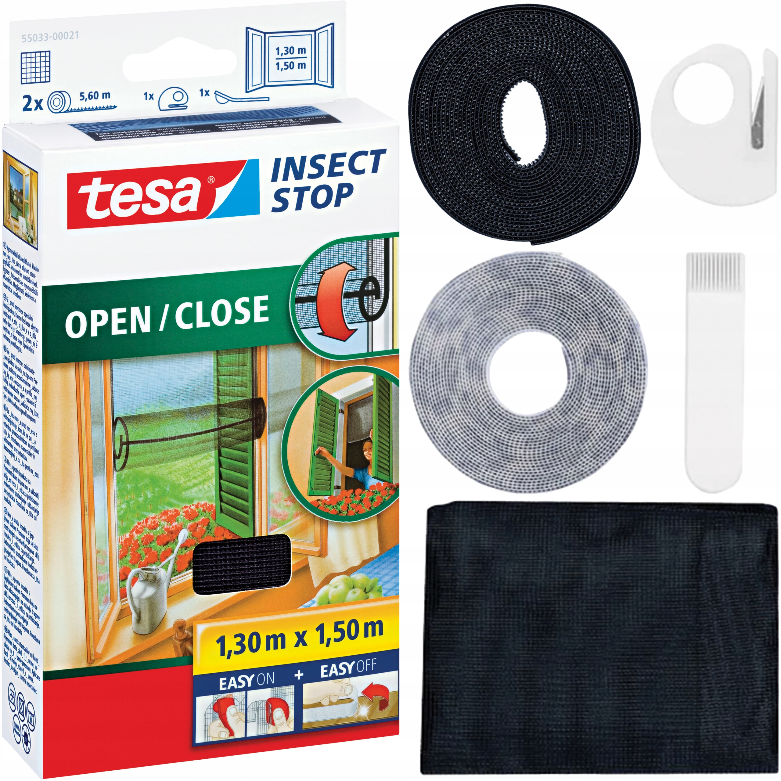 Moskitiera Na Okno Zwijana Tesa Siatka Okienna Na Owady 1,3m x 1,5m Czarna