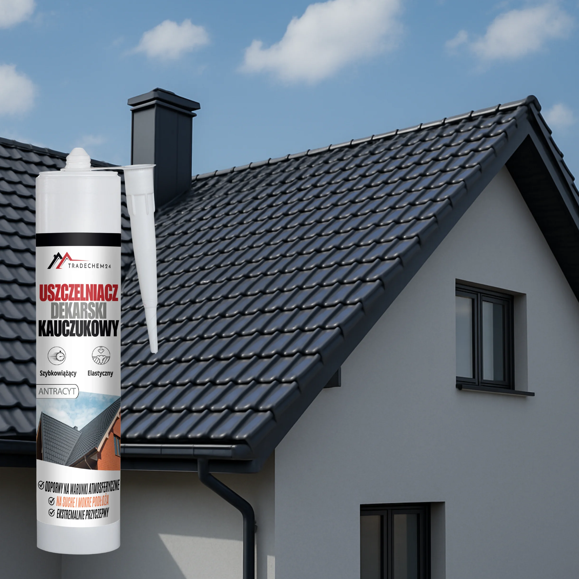 Uszczelniacz Dekarski Kauczukowy Tradechem24 Do Dachów Antracyt 300 ml