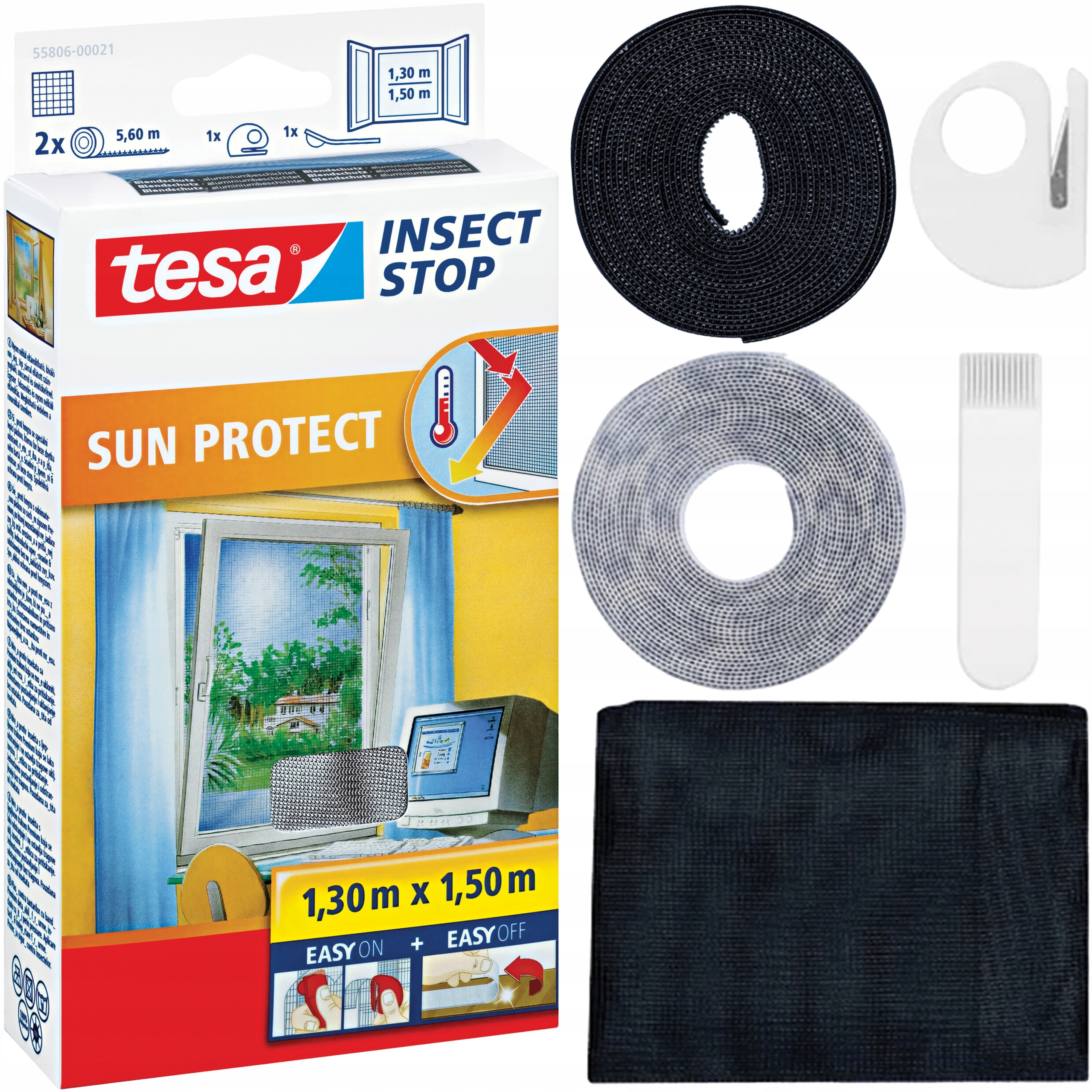 Moskitiera Na Okno Przeciwsłoneczna Tesa Siatka Okienna 130 x 150 cm Czarna