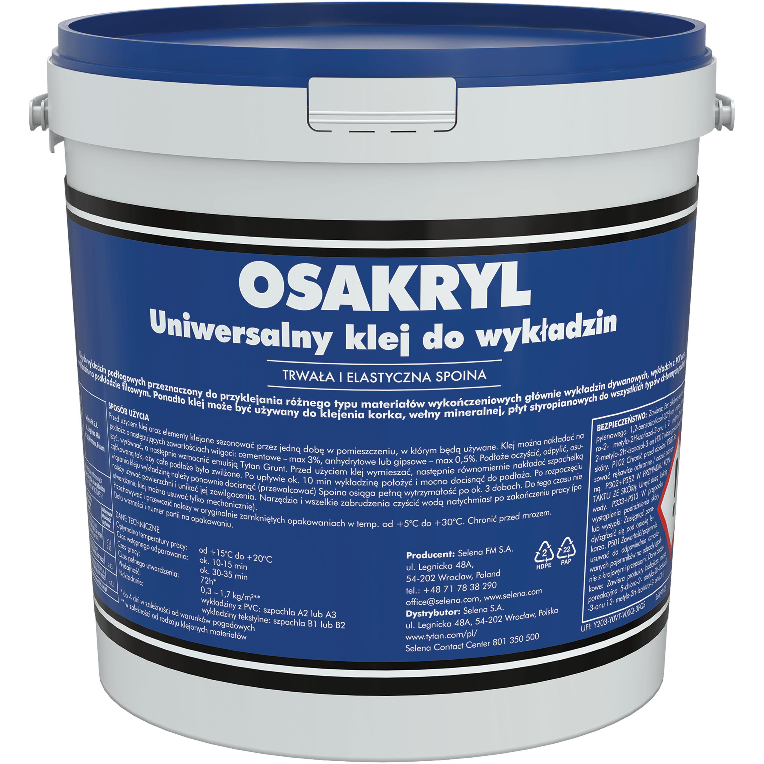 Klej Uniwersalny Osakryl Do Wykładzin Podłogowych PCV Mocny Biały 4 kg