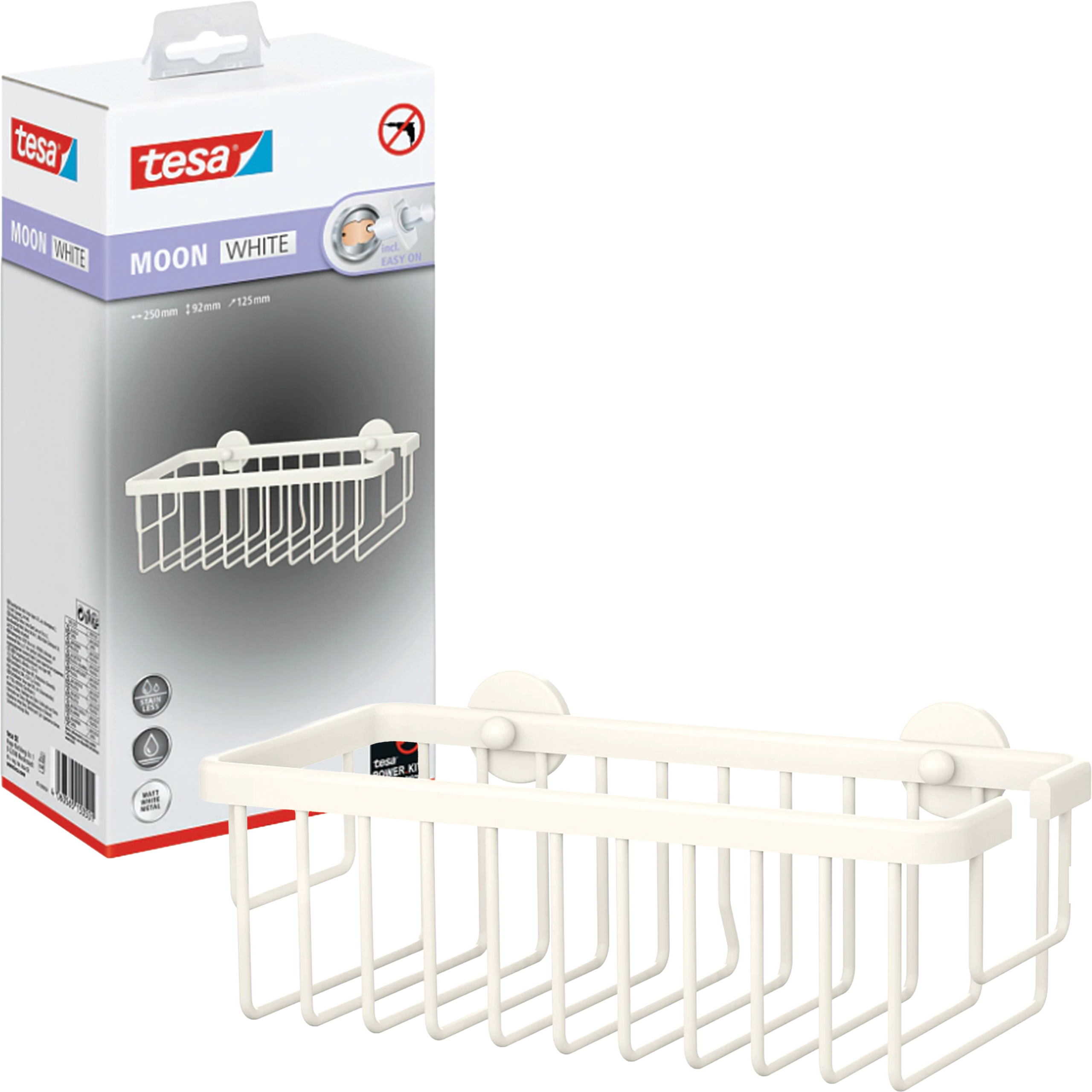 Półka Łazienkowa Samoprzylepna Wisząca Tesa MOON WHITE Koszyk Pod Prysznic