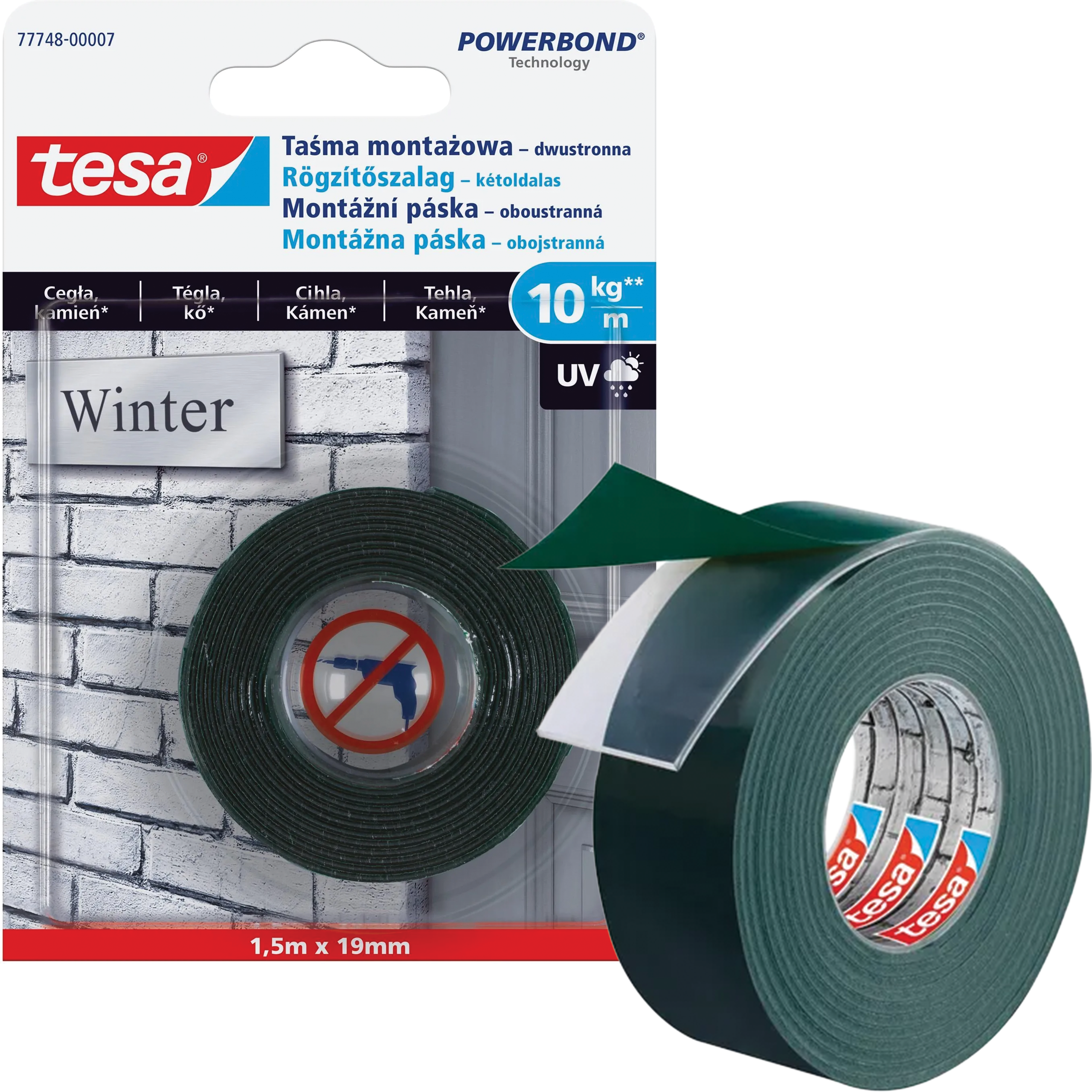 Dwustronna Taśma Klejąca Montażowa Tesa 19mm x 1,5 m Wodoodporna Piankowa