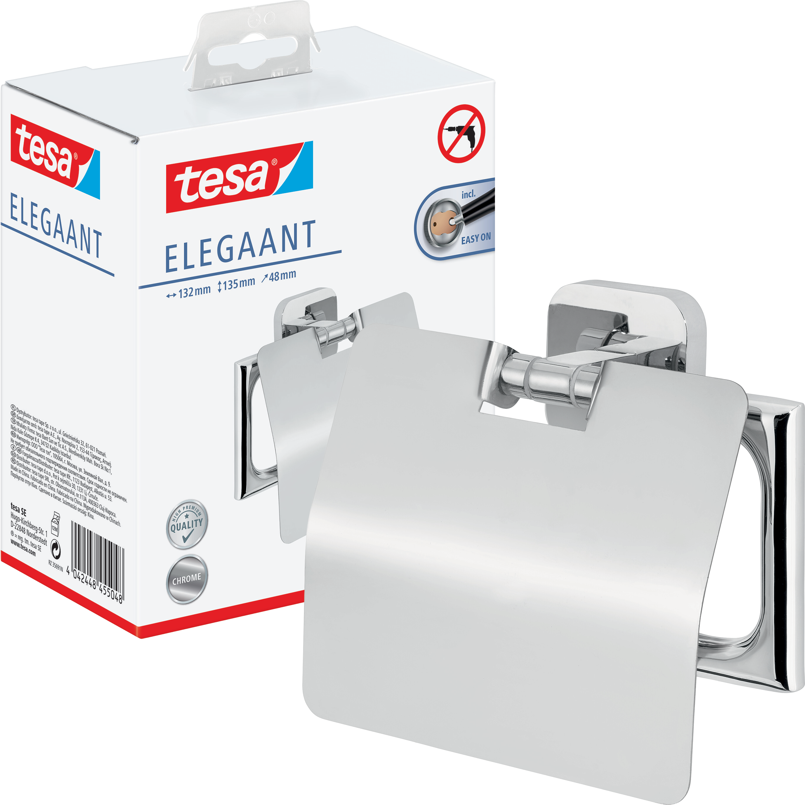 Uchwyt Na Papier Toaletowy Samoprzylepny Wiszący Tesa ELEGAANT Metalowy