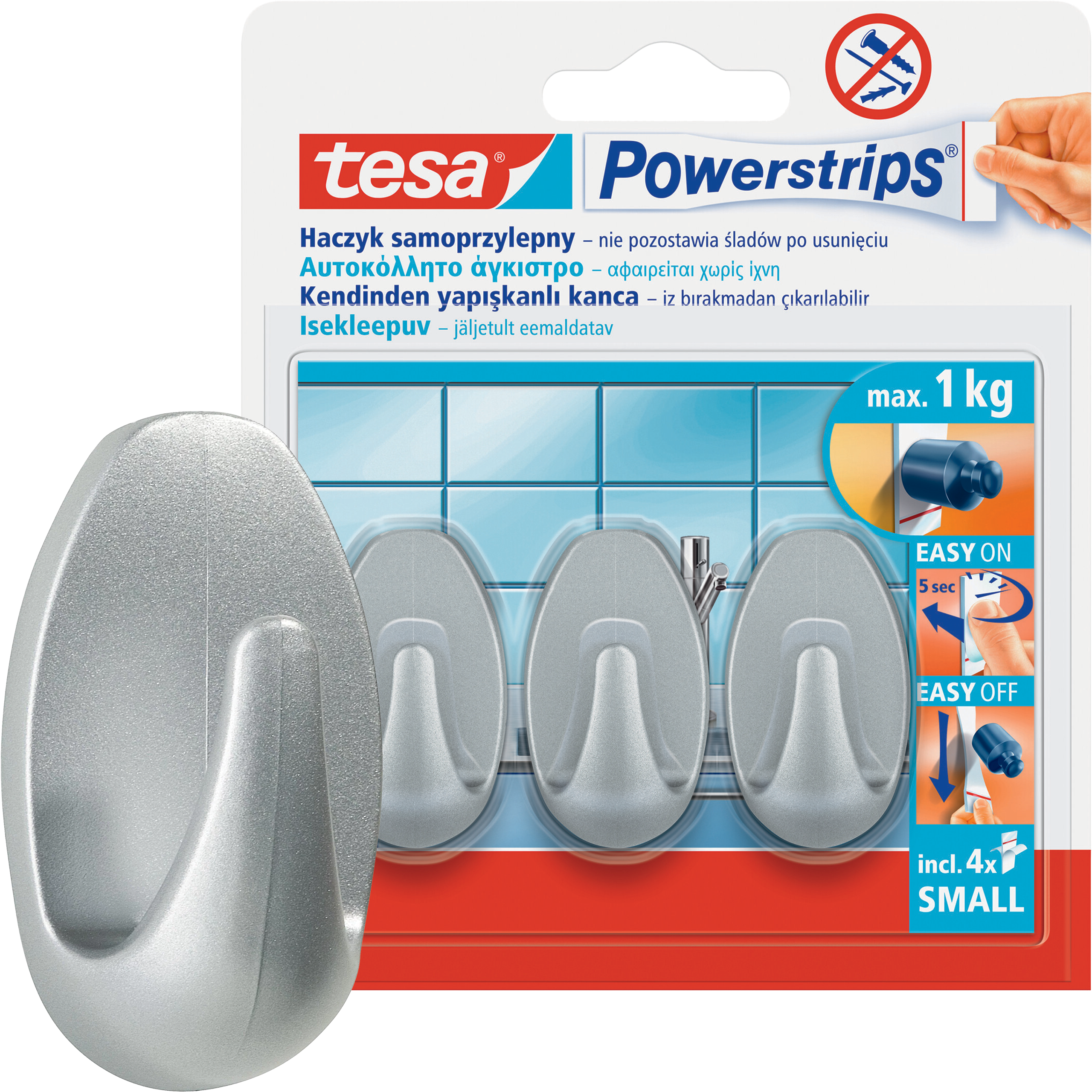 Haczyki Samoprzylepne Łazienkowe Tesa Powerstrips Do Wieszania 1 kg 3 szt